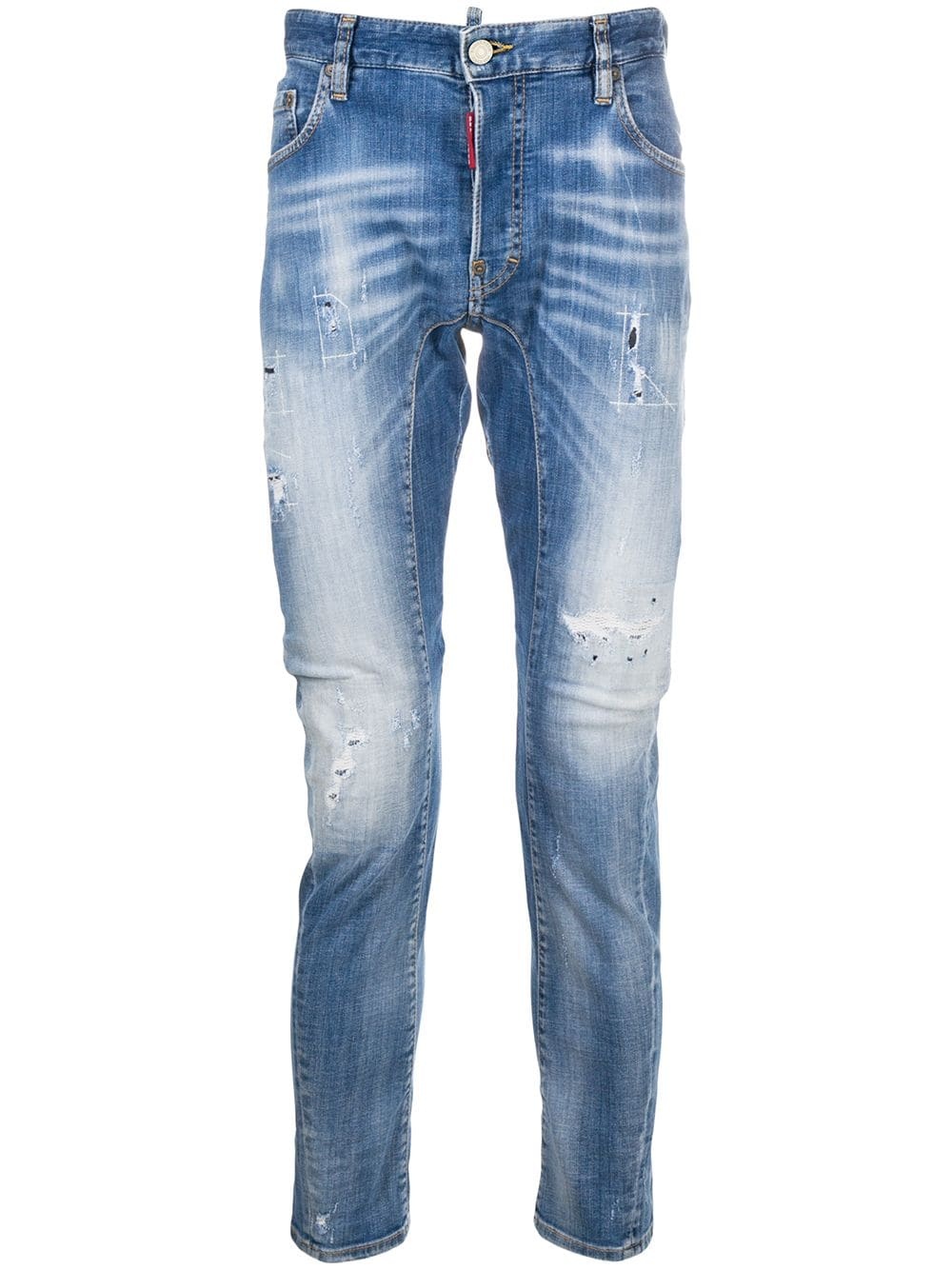 stonewashed distressed skinny jeans - 1