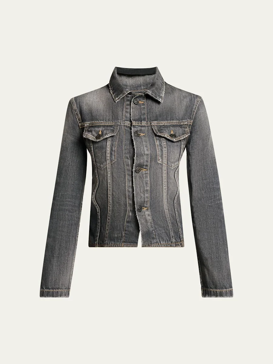 Lace-Up Denim Jacket - 1