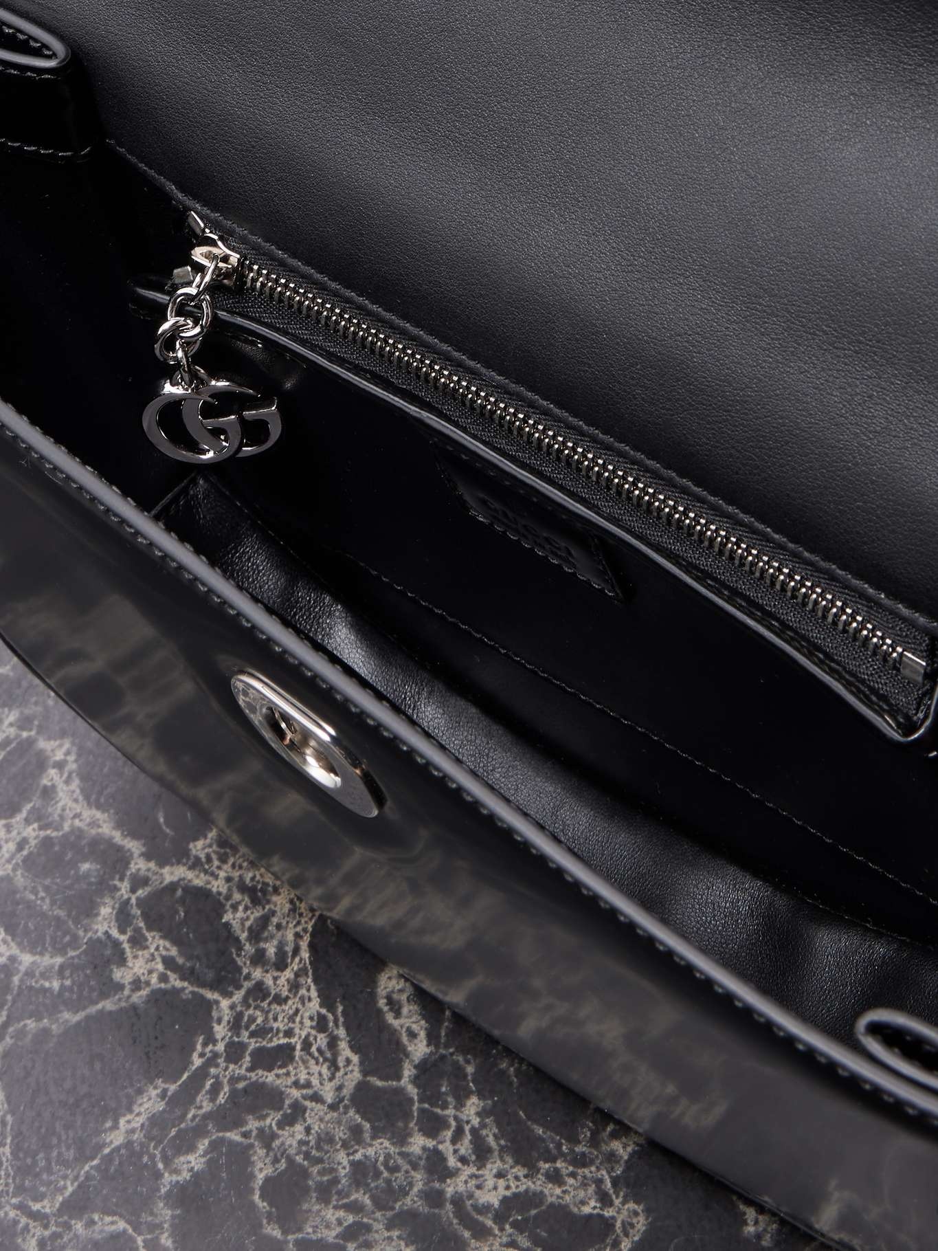 Half Moon embellished leather shoulder bag Black - 5