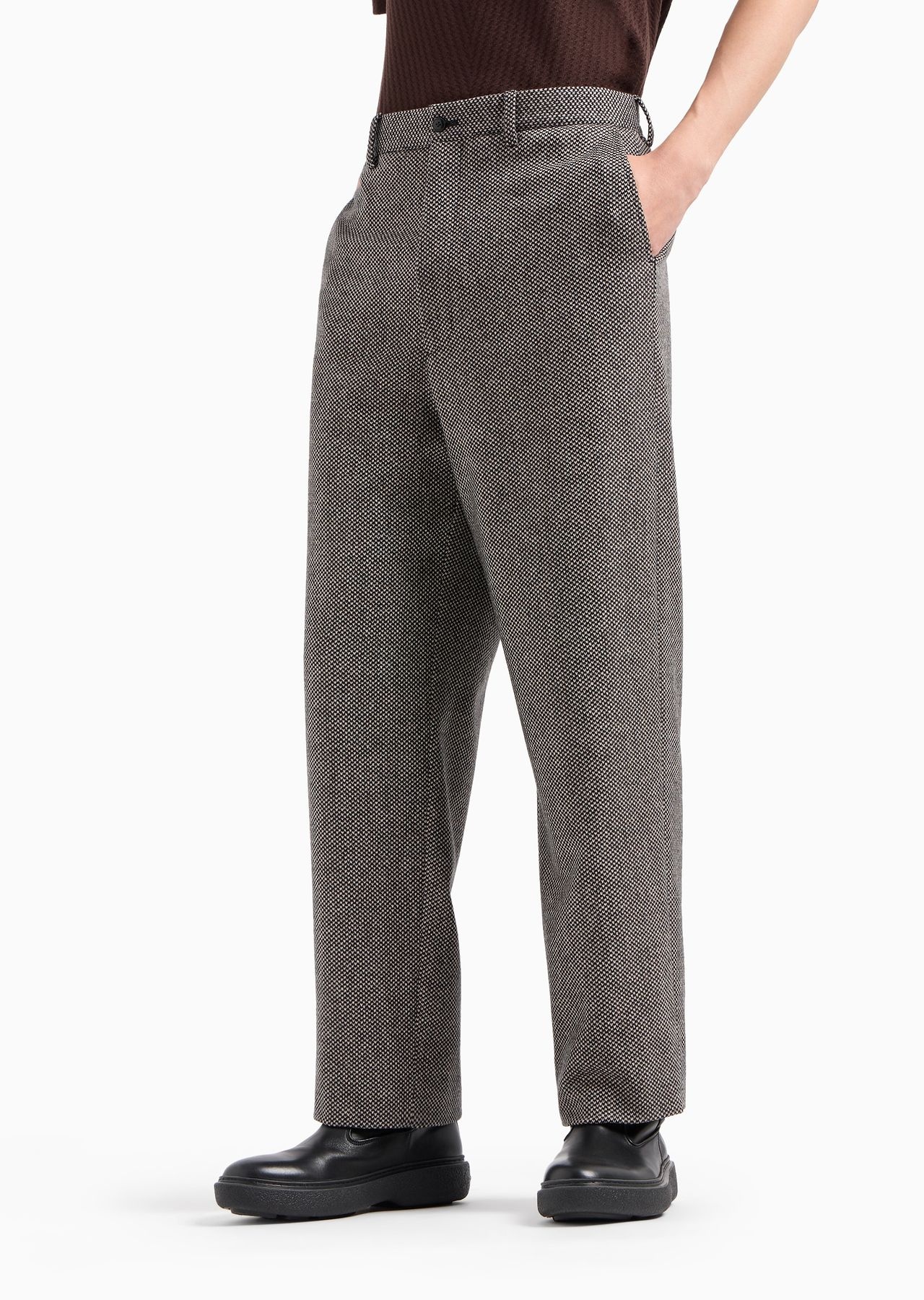 Virgin wool and cashmere jacquard flat-front trousers - 2