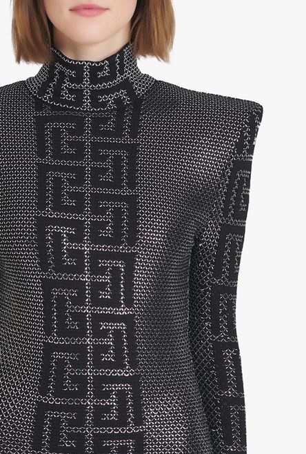 Short dress with black and silver mosaic Balmain monogram - 6