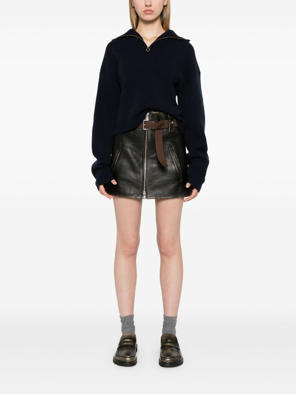 leather mini skirt - 2