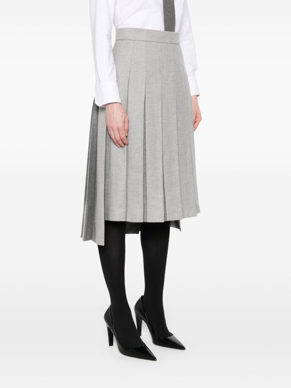 pleated wool midi skirt - 3