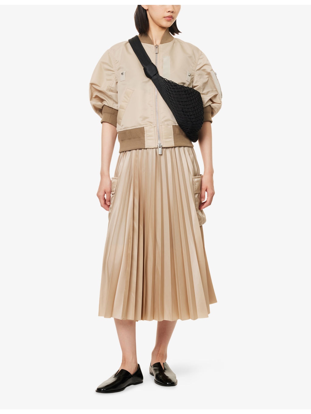 Pleated Wrap-Front Woven Midi Skirt - 2