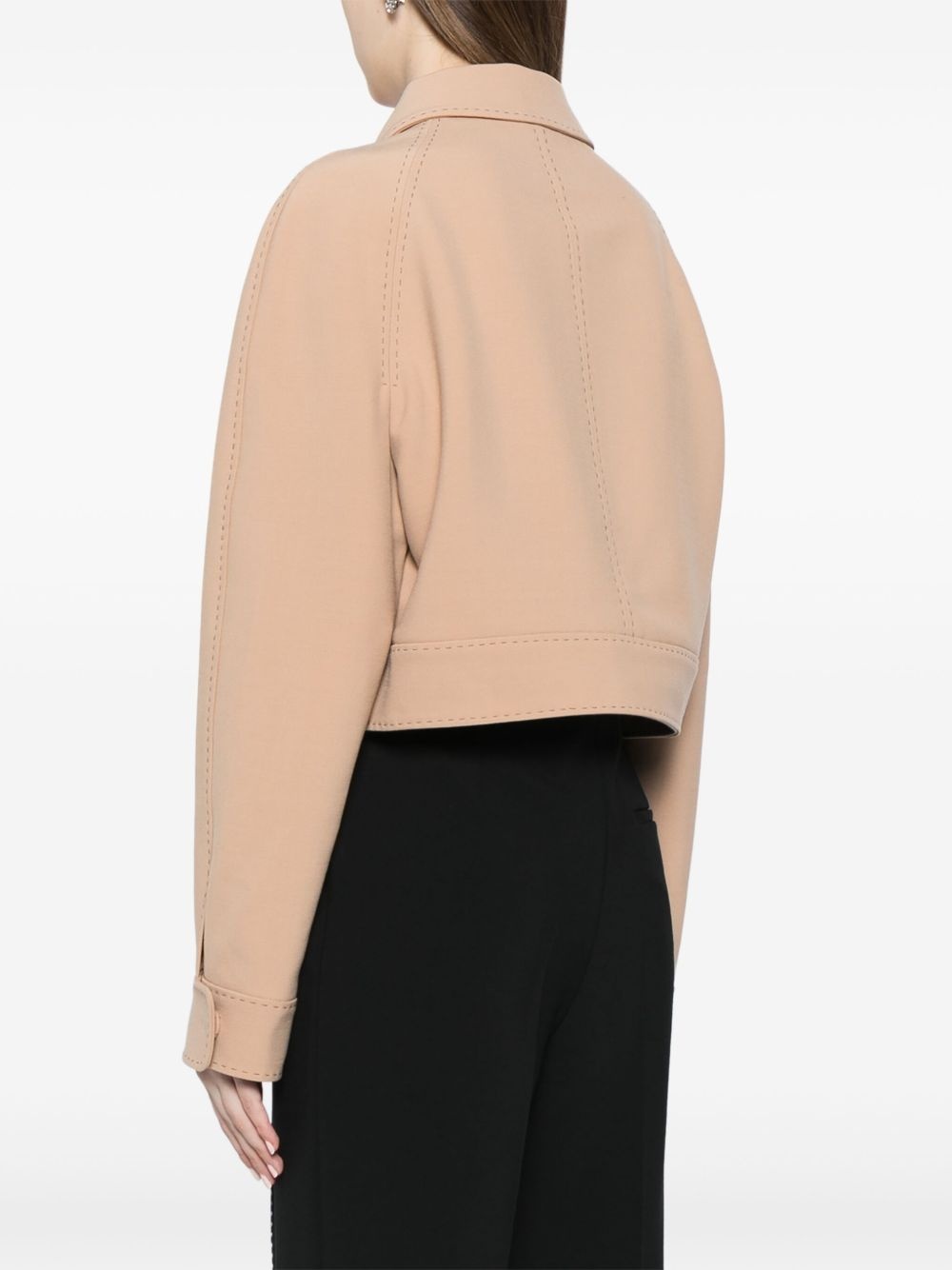 topstitch cropped jacket - 4