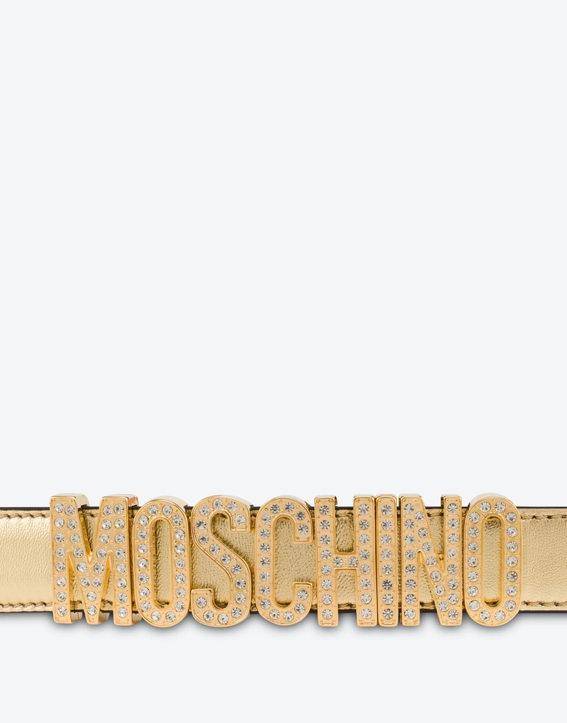 Moschino LETTERING LOGO LAMINATED NAPPA LEATHER BELT outlook