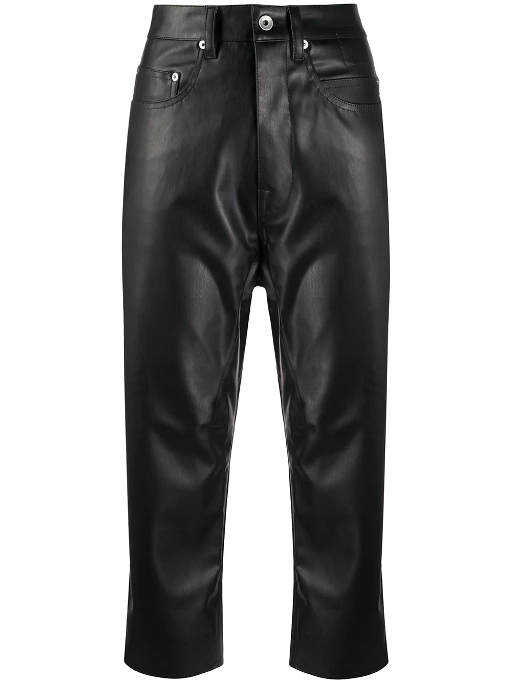 cropped faux-leather trousers - 1