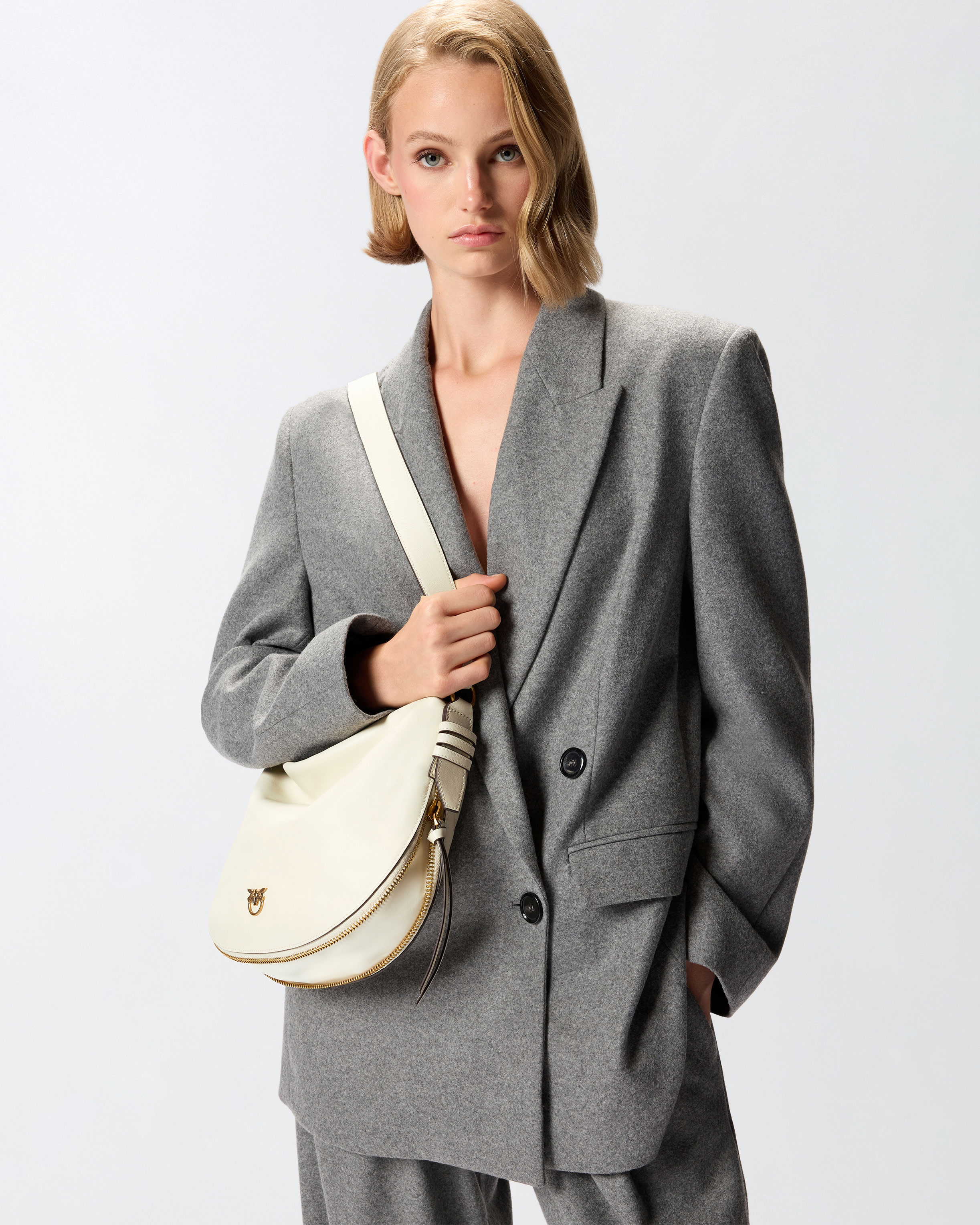 SMALL LEATHER HOBO SHOULDER BAG WITH ZIP - 6