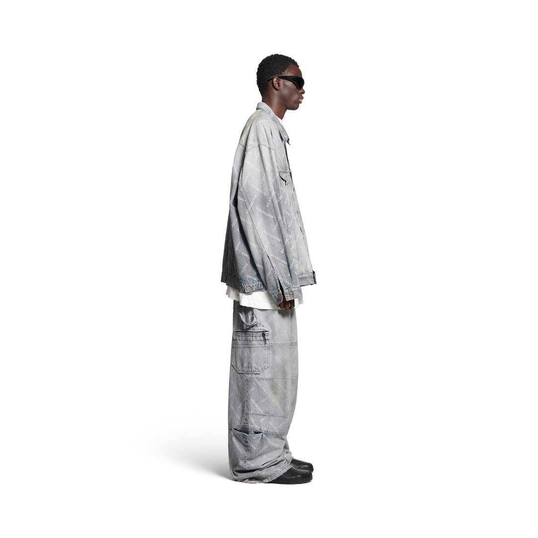 Bal Diagonal Allover Cargo Pants in Light Blue - 3