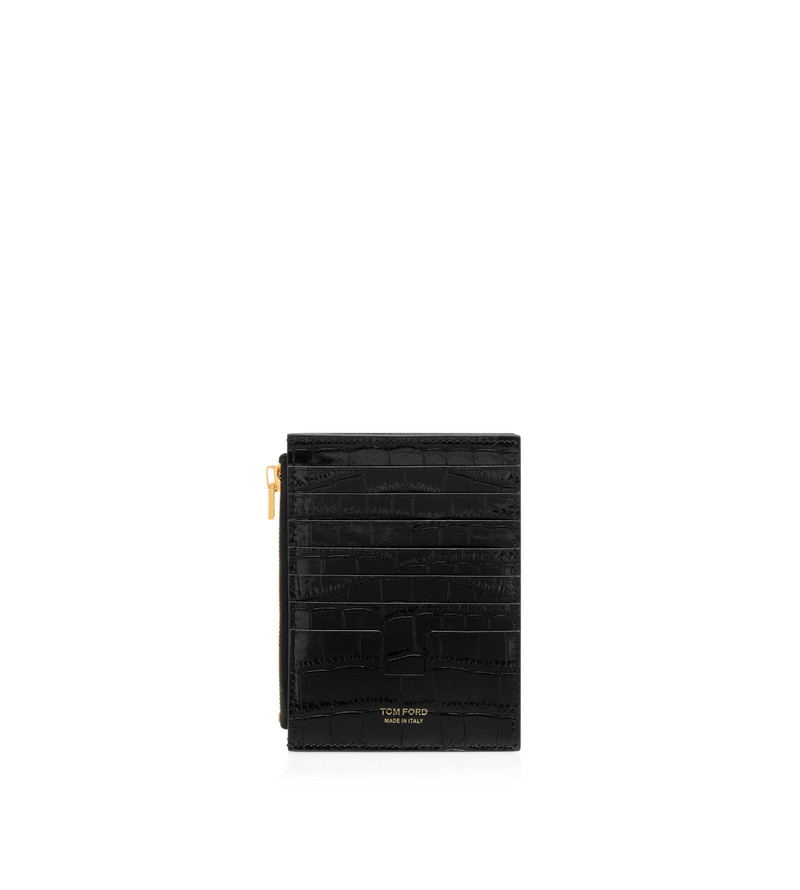 TOM FORD STAMPED CROCODILE LEATHER WHITNEY ZIPPED CARD HOLDER outlook