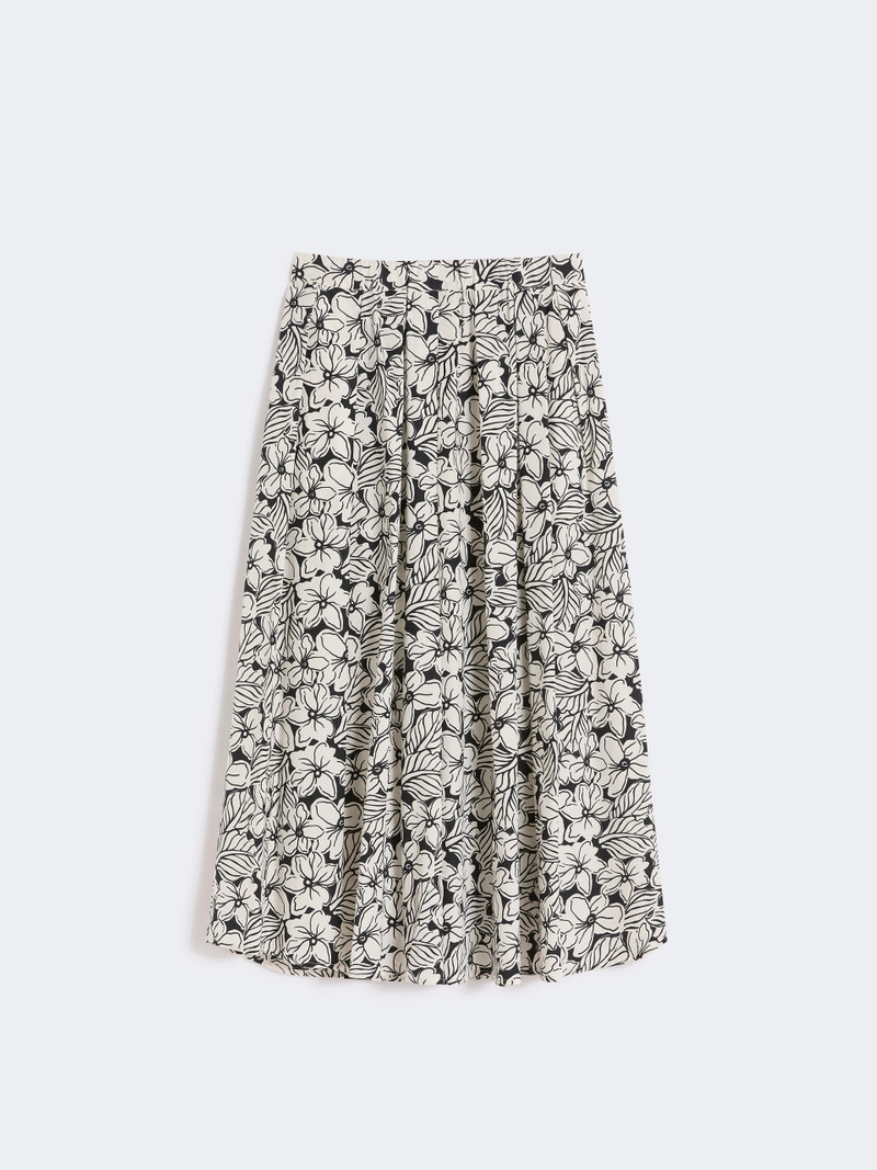 UOMO Printed poplin pleated skirt - BLACK 1