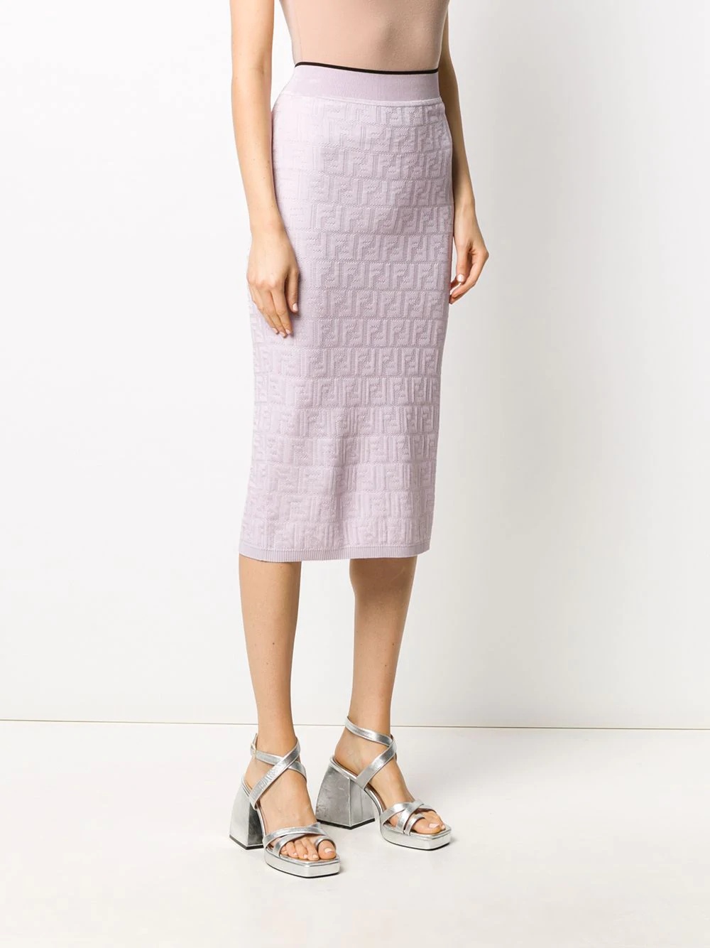 monogram pattern knitted skirt - 3