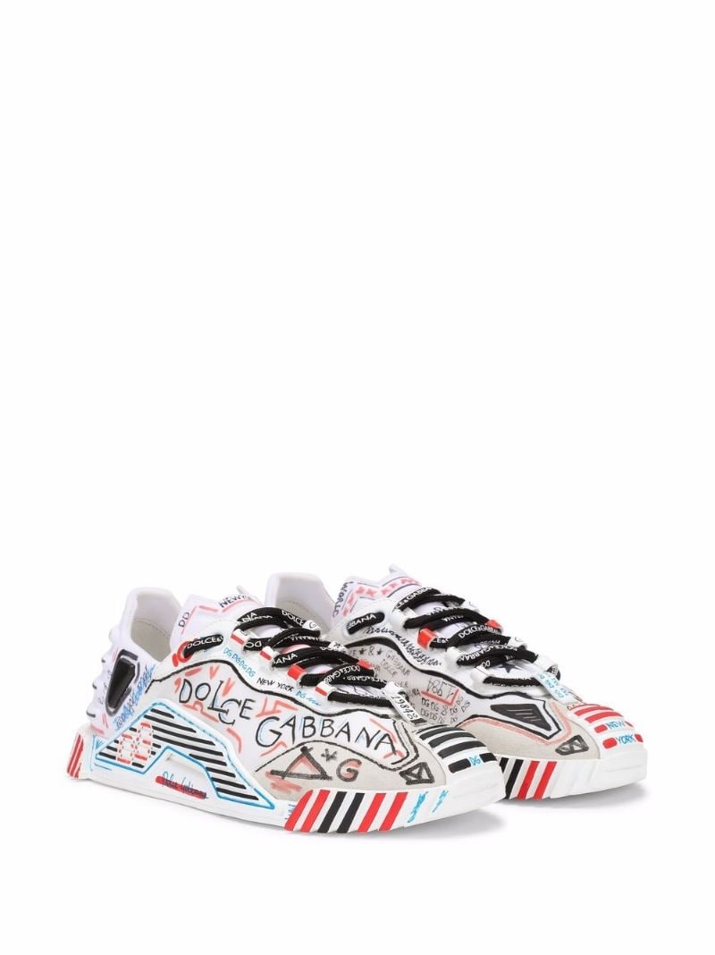 graffiti logo print sneakers - 2