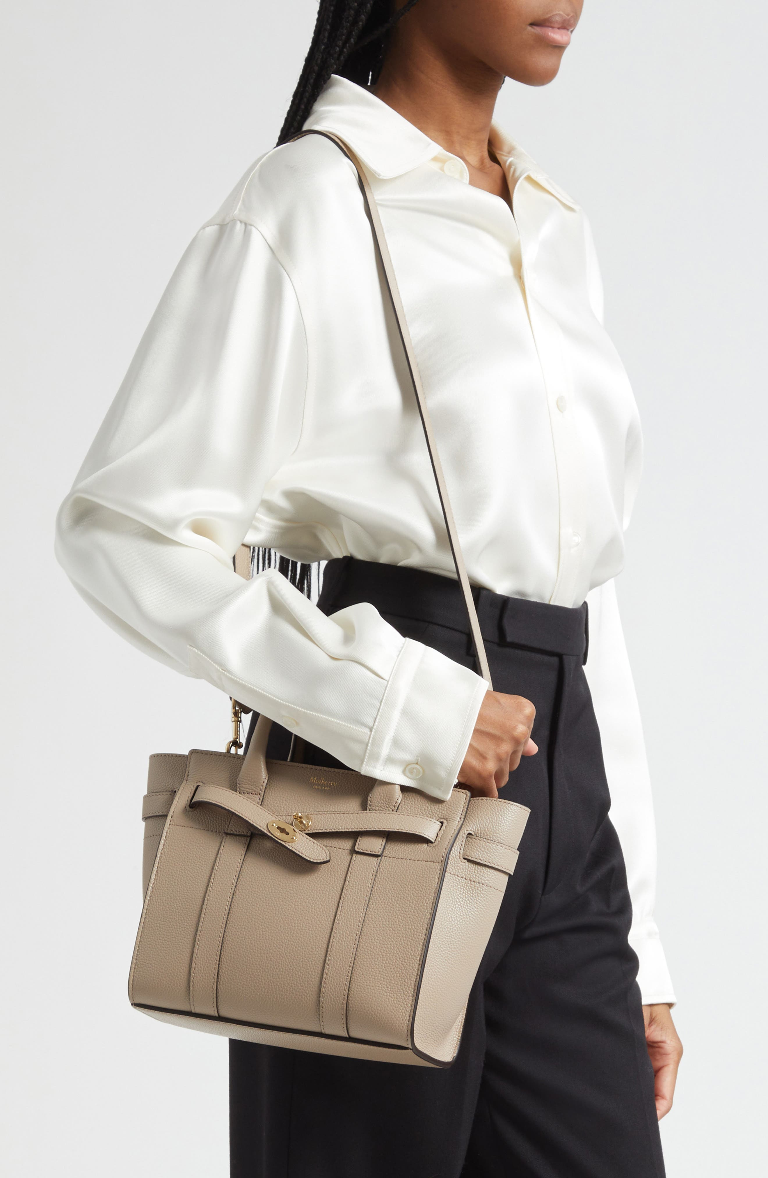 Mulberry Mini Zipped Bayswater Leather Tote in Cashmere Taupe at Nordstrom - 2