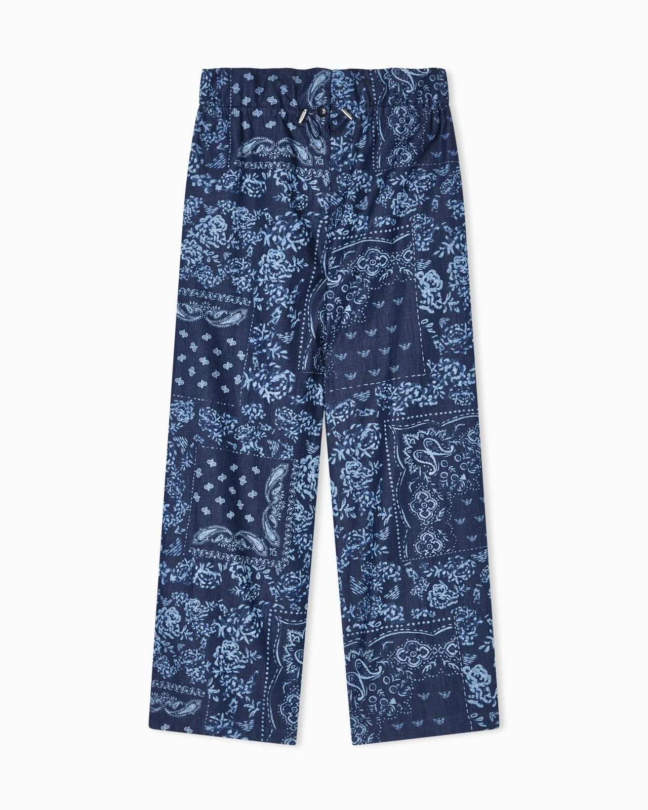 CHAMBRAY TROUSERS WITH ALL-OVER PRINT - 1