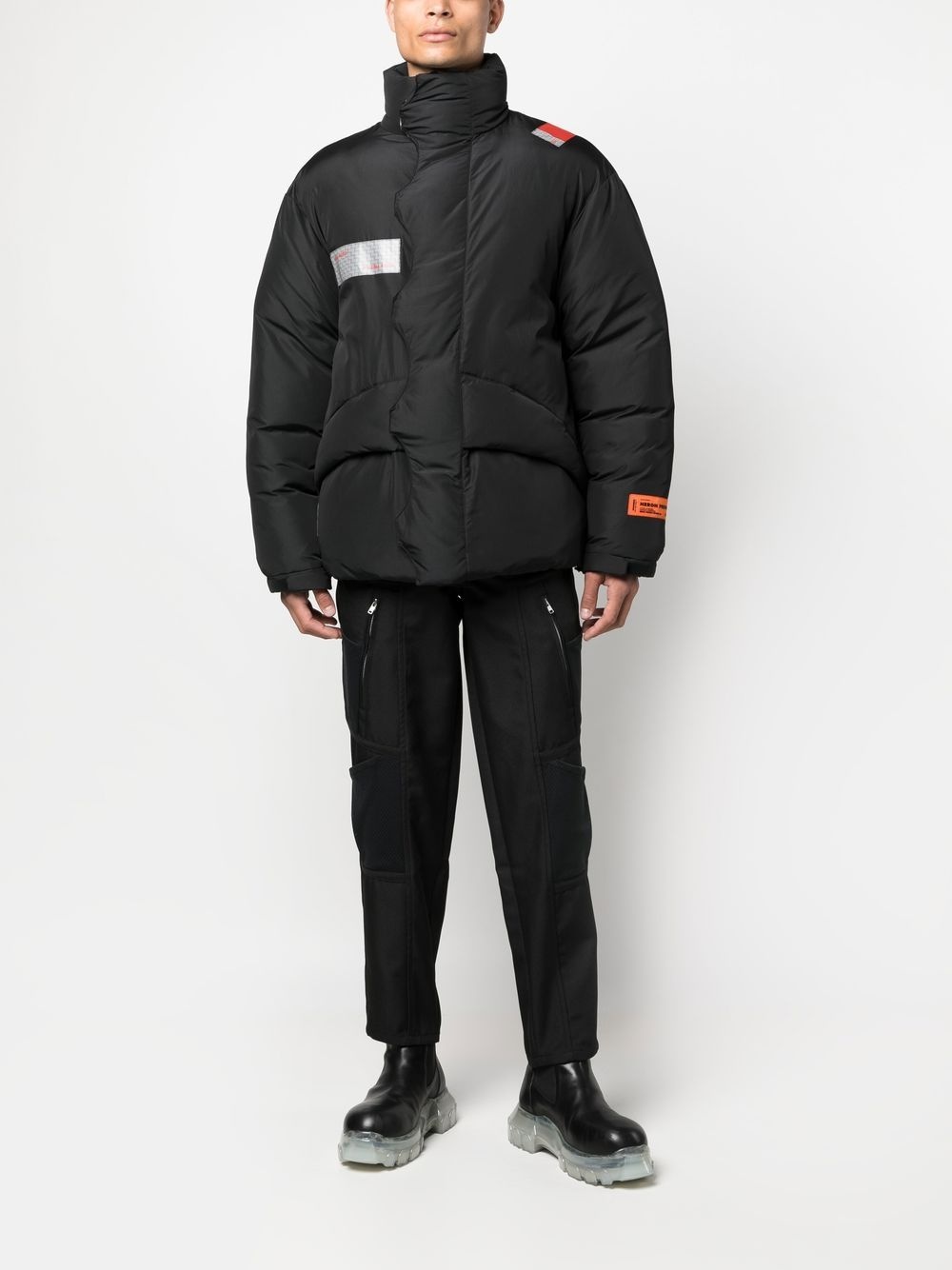 logo-patch padded coat - 2