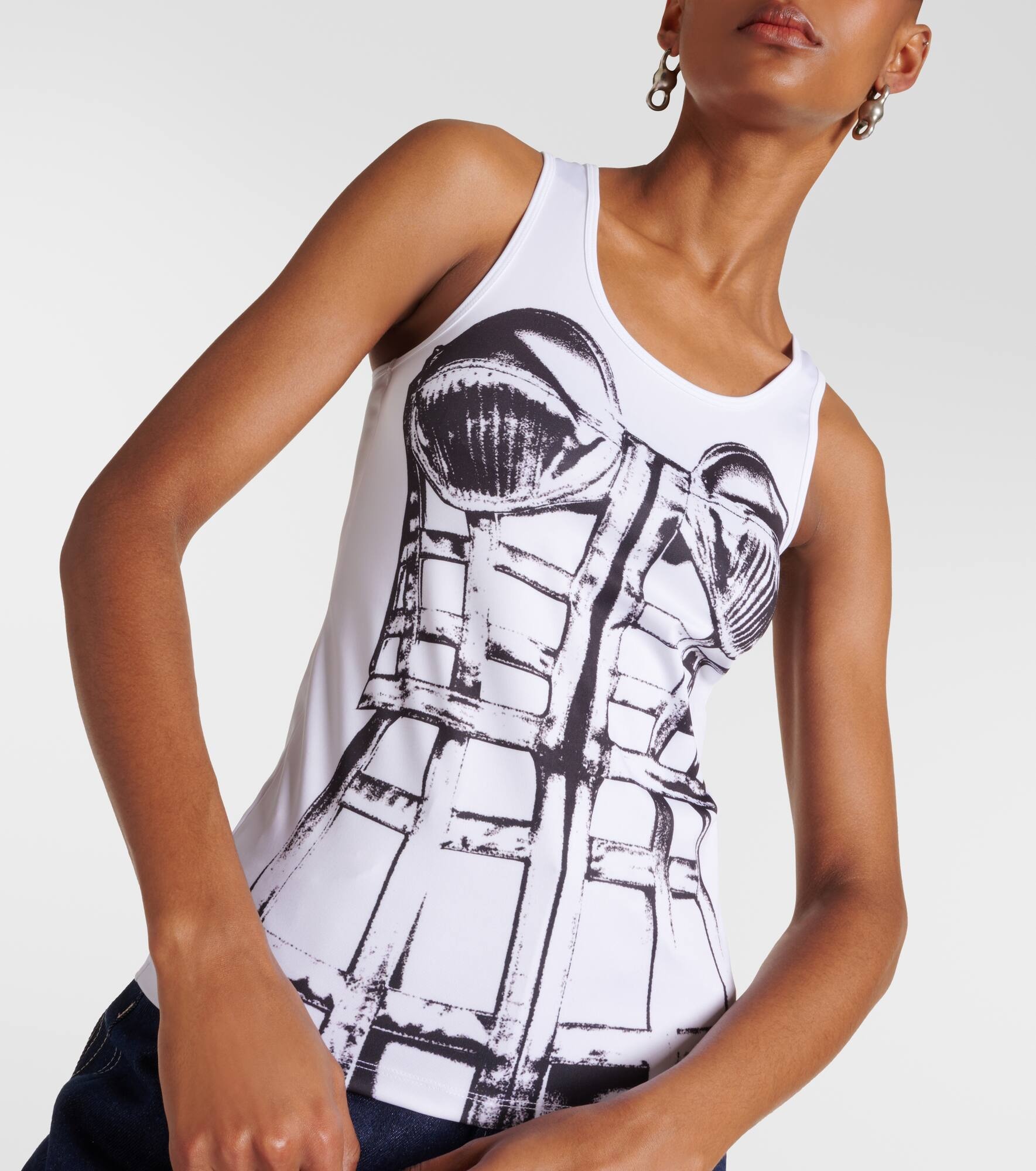 Cage trompe l'œil printed tank top - 5