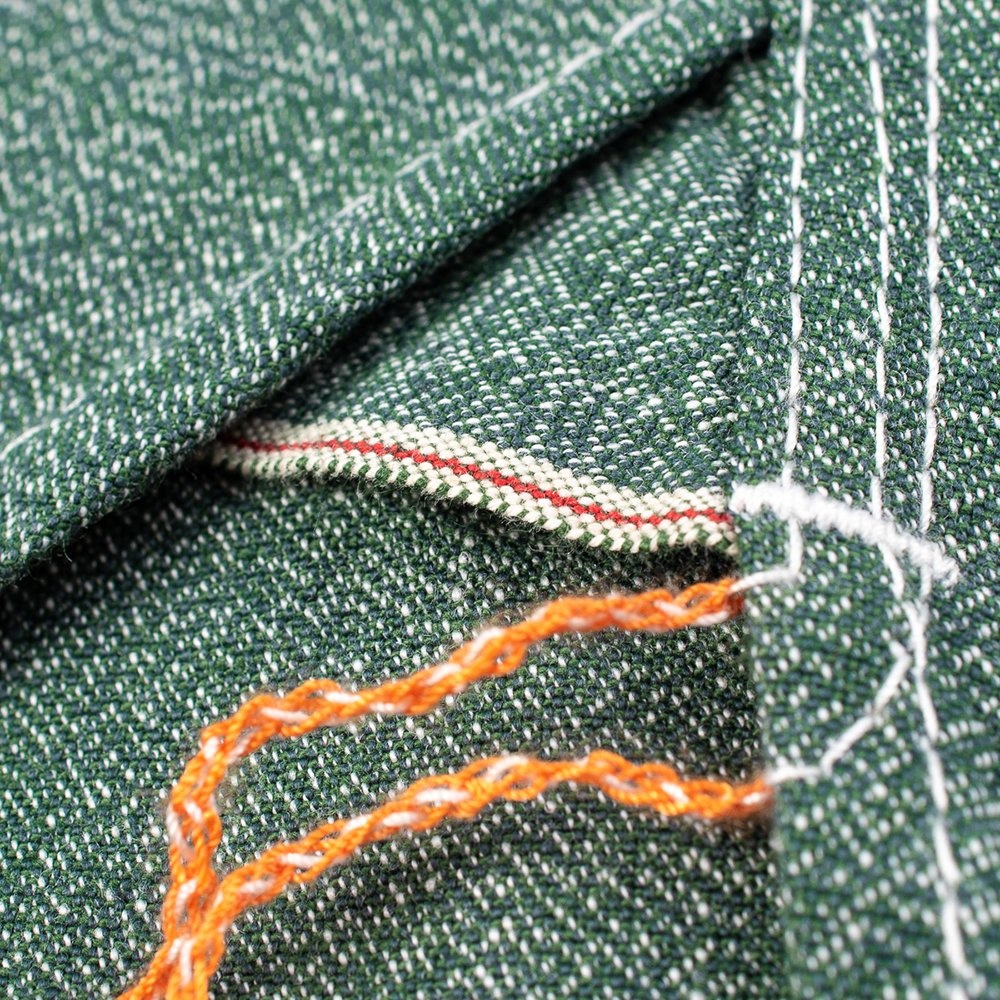 IHSH-289-GRN 10oz Mock Twist Selvedge Chambray Western Shirt - Green - 12