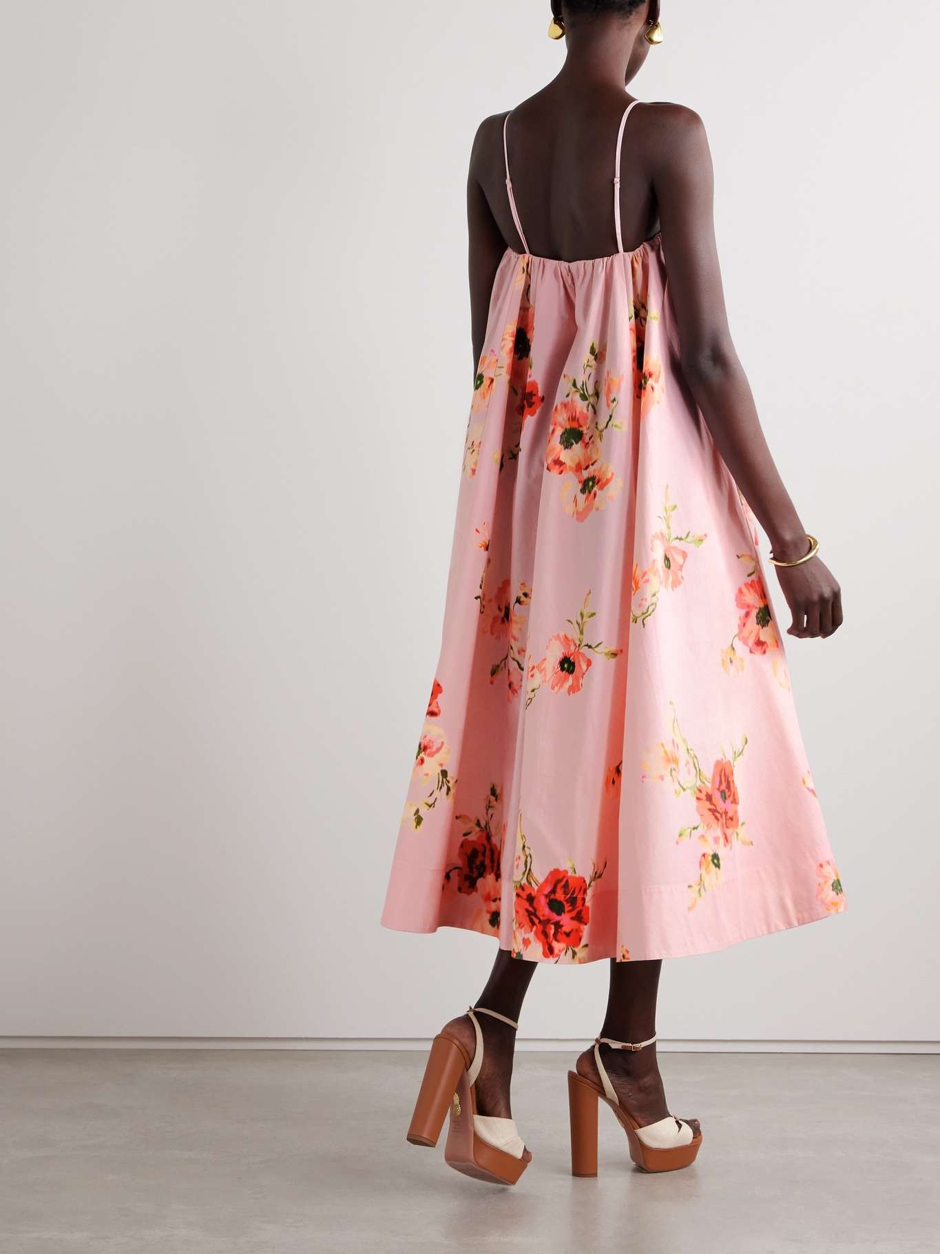 Lightburst floral-printed cotton-poplin midi dress - 3