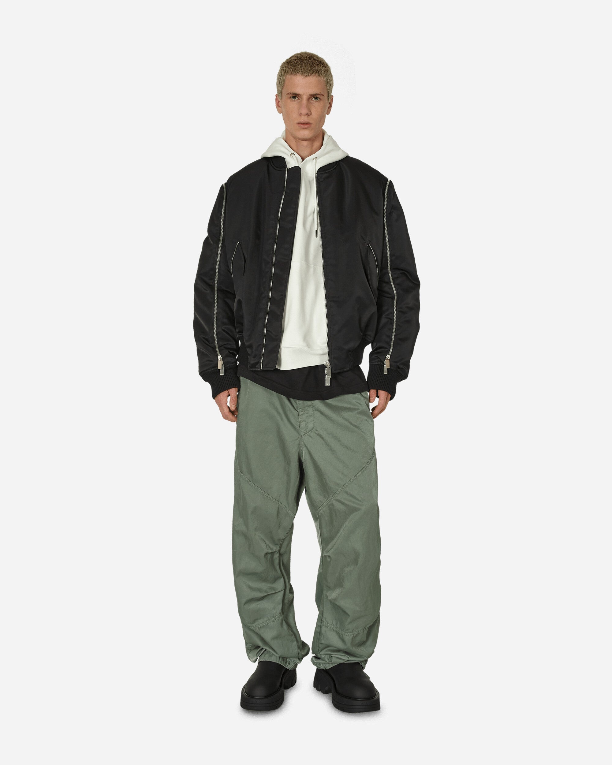 Arrow Embroidered Zip Bomber Jacket Black - 4