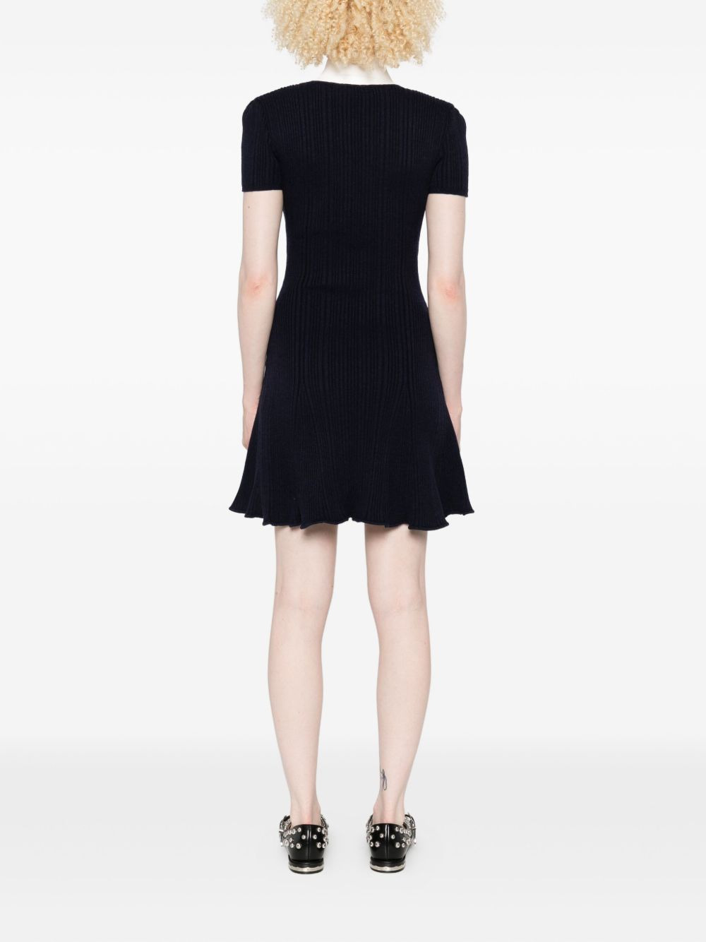 collared button-detail mini dress - 4