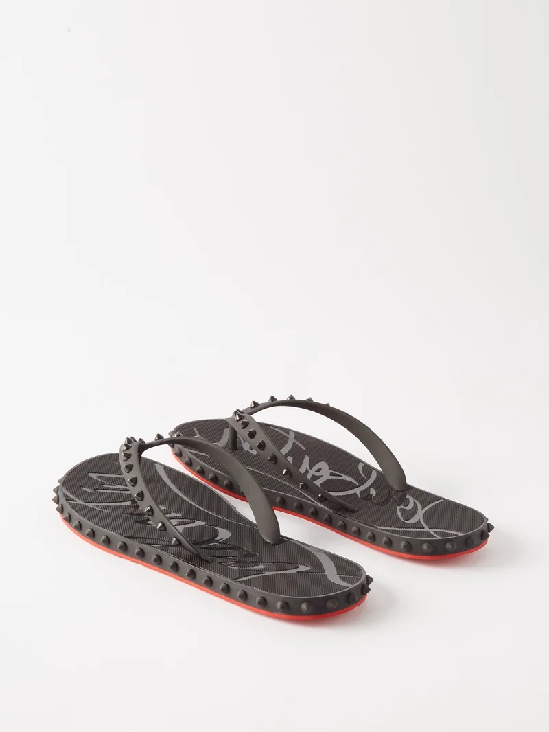 Christian Louboutin Super Loubi studded rubber flip flops