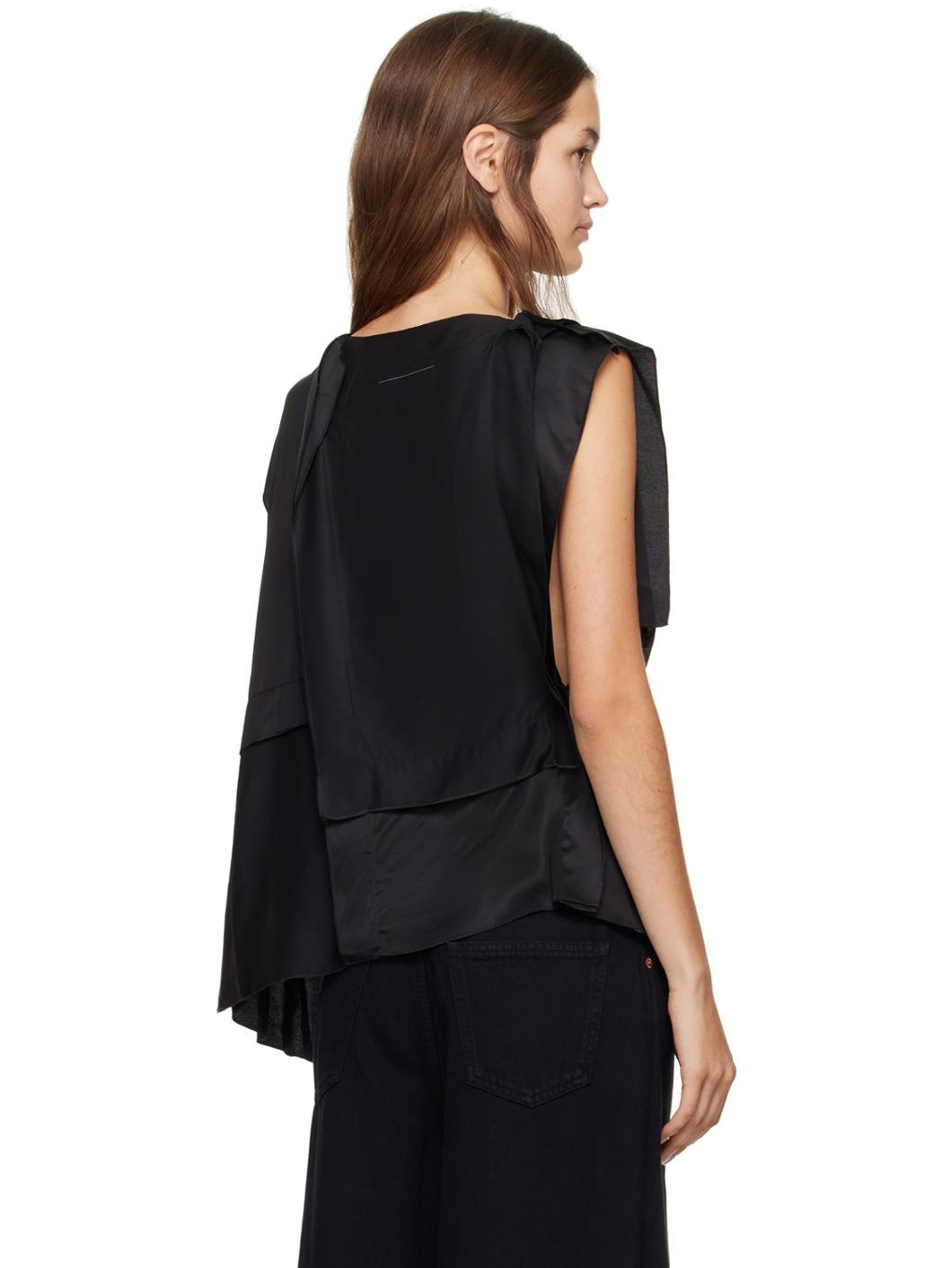 Black Asymmetrical Blouse - 3