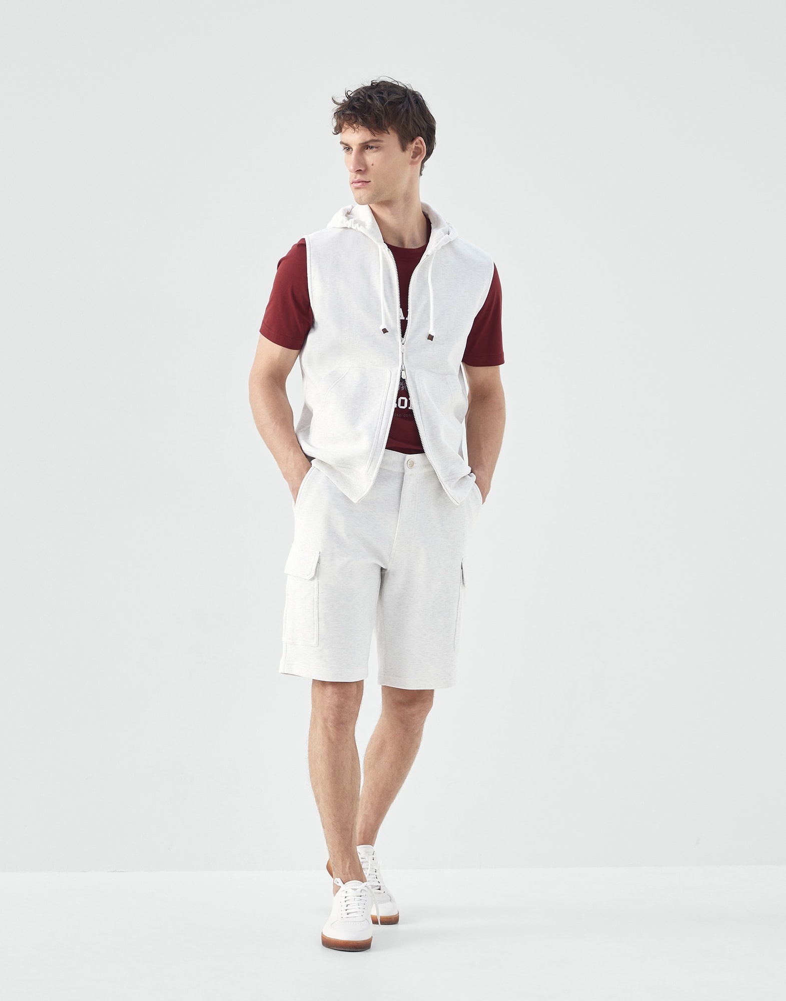 Techno cotton lightweight French terry Bermuda shorts with cargo pockets - 4