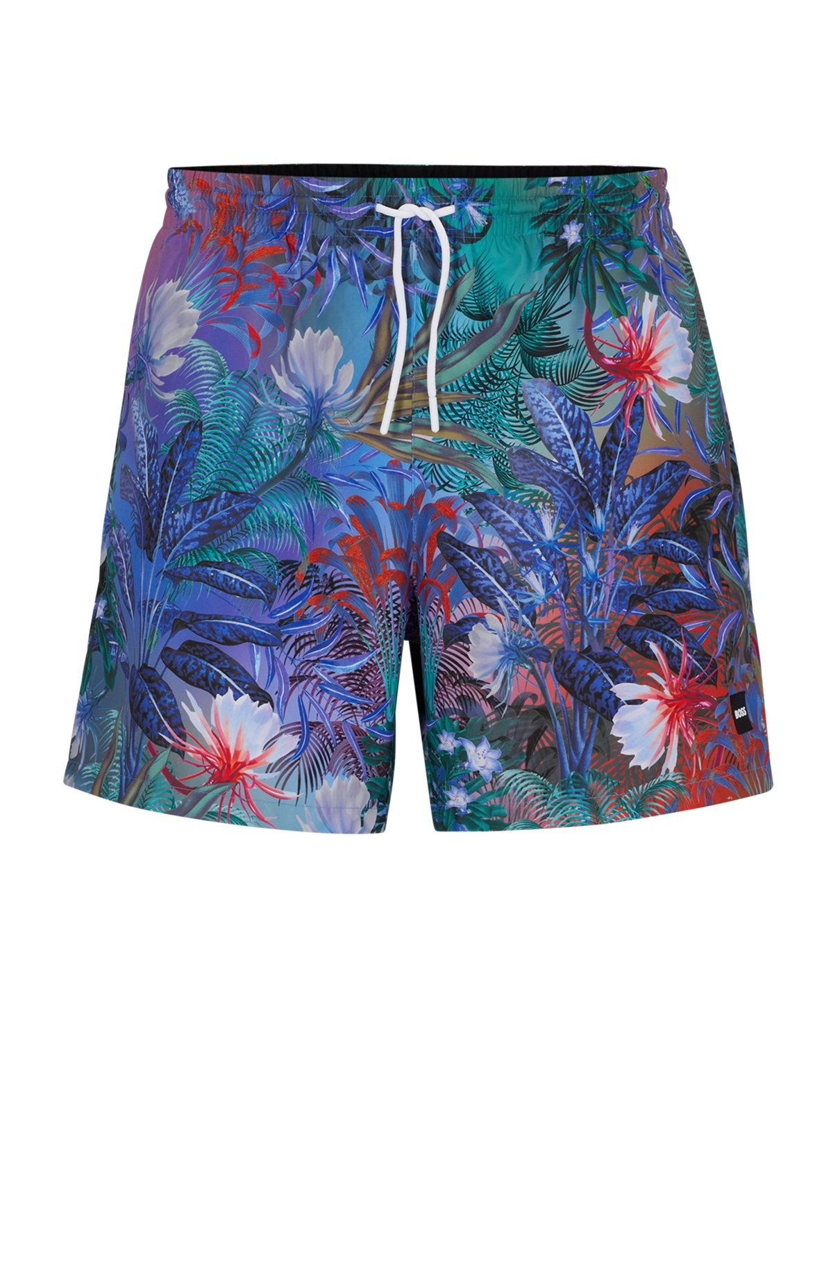FLORAL-PRINT SWIM SHORTS WITH LOGO DETAIL - 1