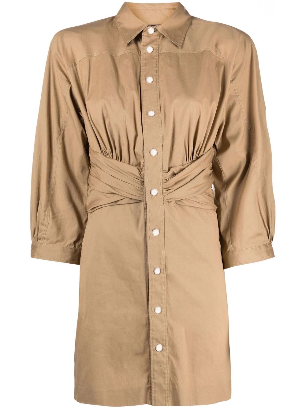 ruched-detail shirt dress - 1