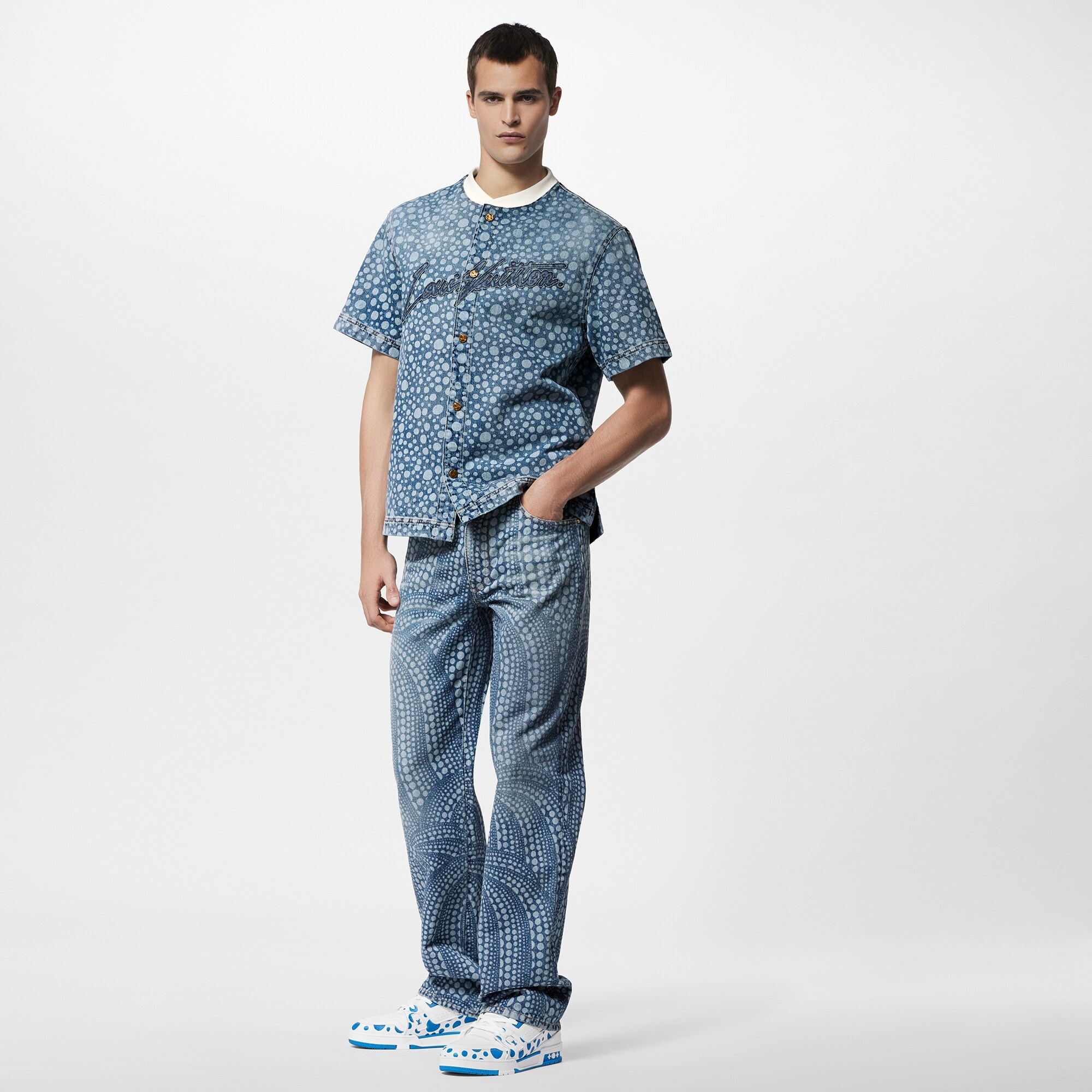 LV x YK Infinity Dots Denim Shirt - 2