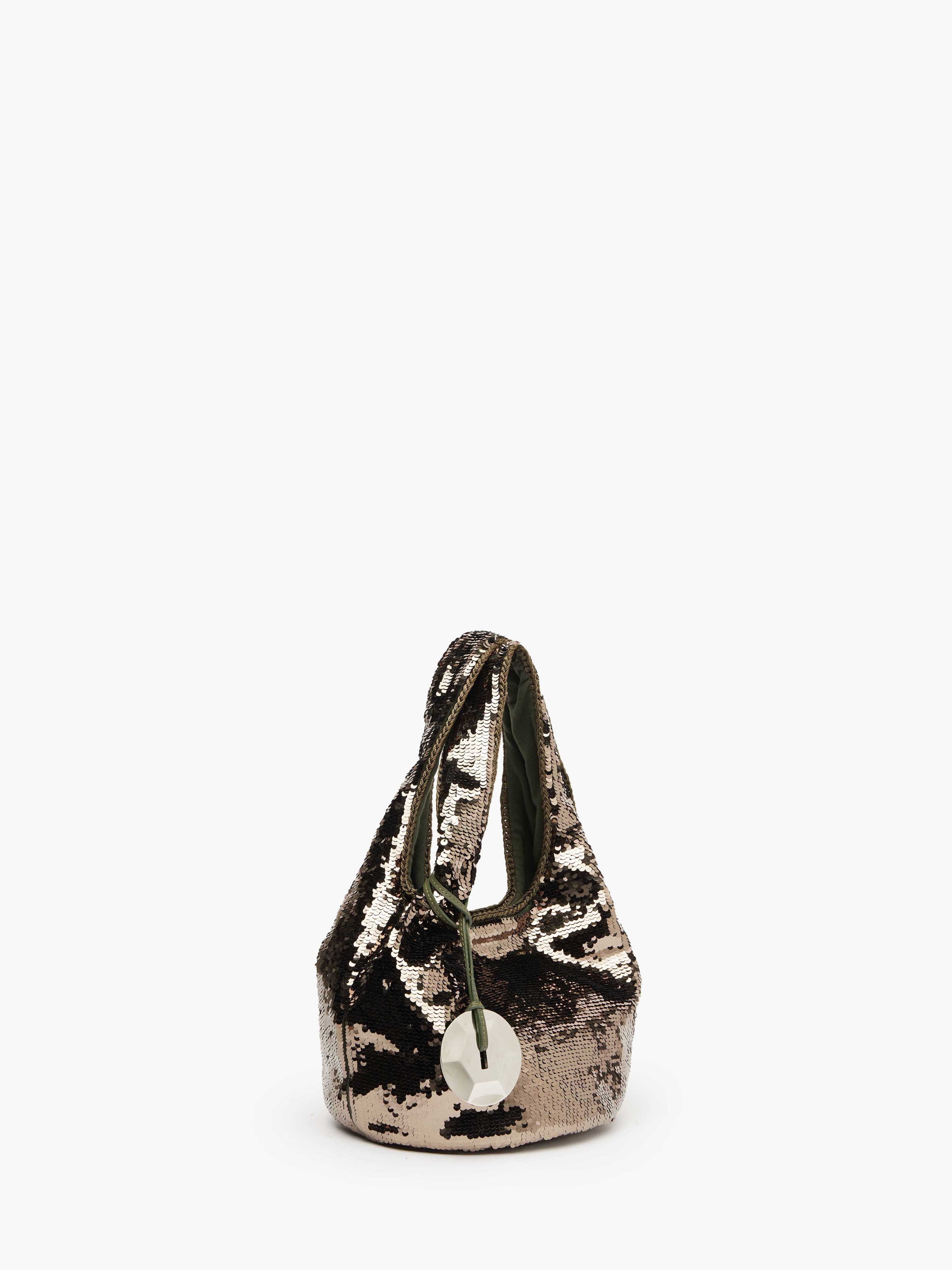 MINI SEQUIN SHOPPER WITH METALLIC CHARM - TOP HANDLE BAG - 2