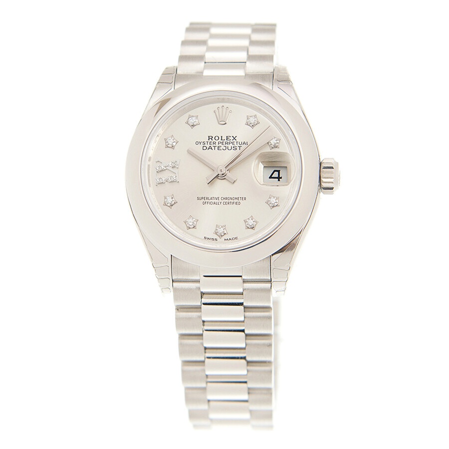 Rolex Lady-Datejust 28 Silver Dial Platinum President Automatic Ladies Watch 279166SRDP - 2