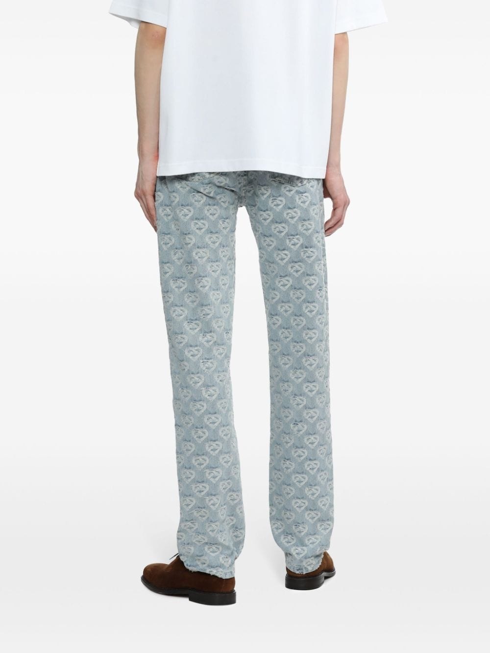 monogram-print jeans - 4
