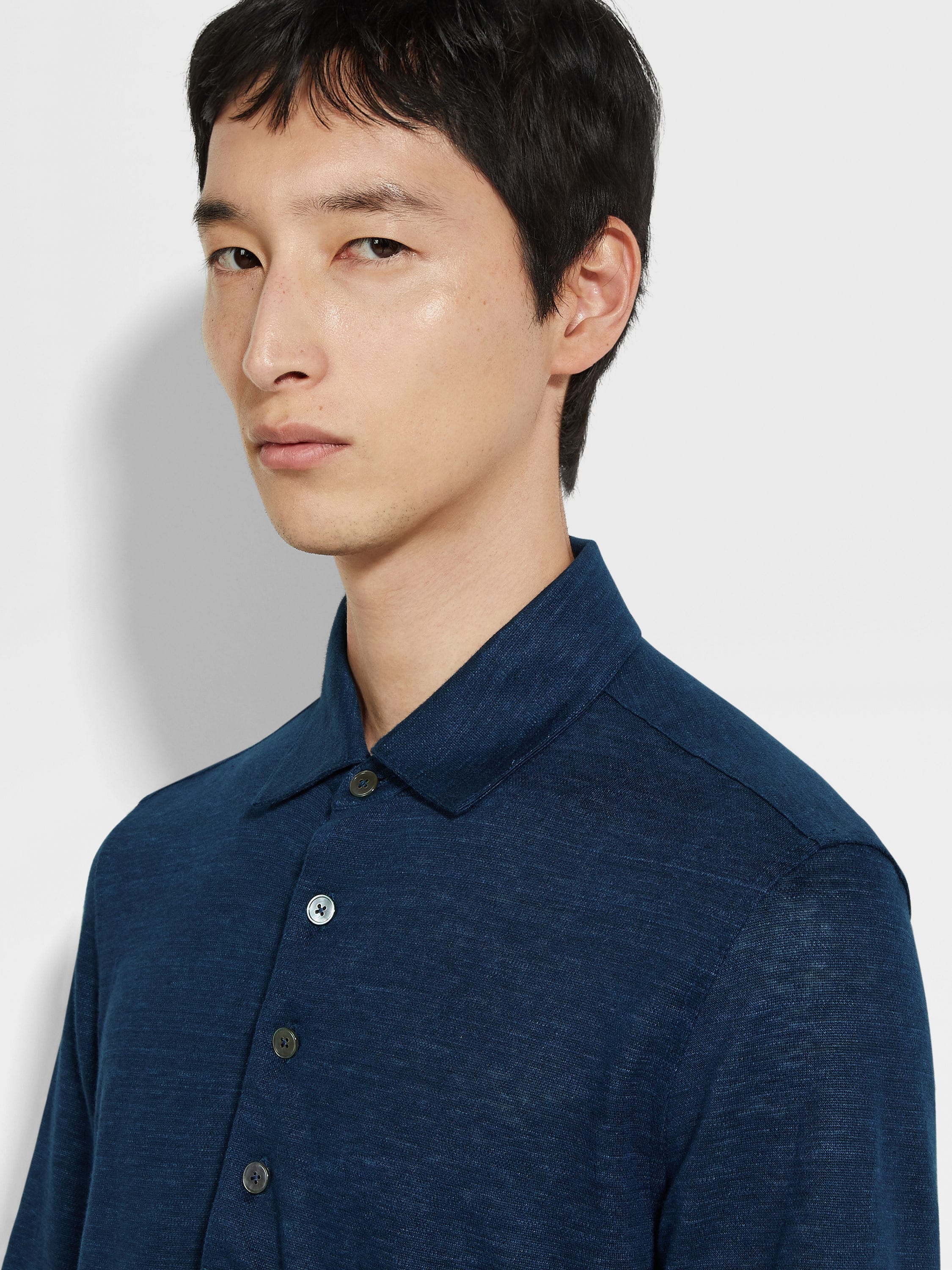 NAVY BLUE OASI LINO POLO SHIRT - 2