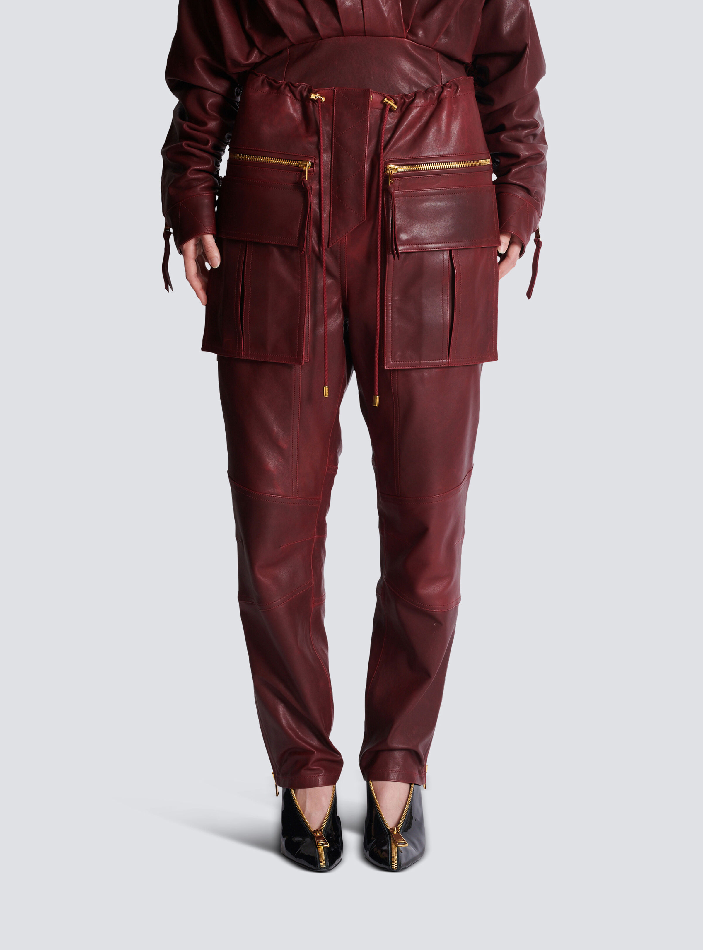 Lambskin leather cargo pants - 5