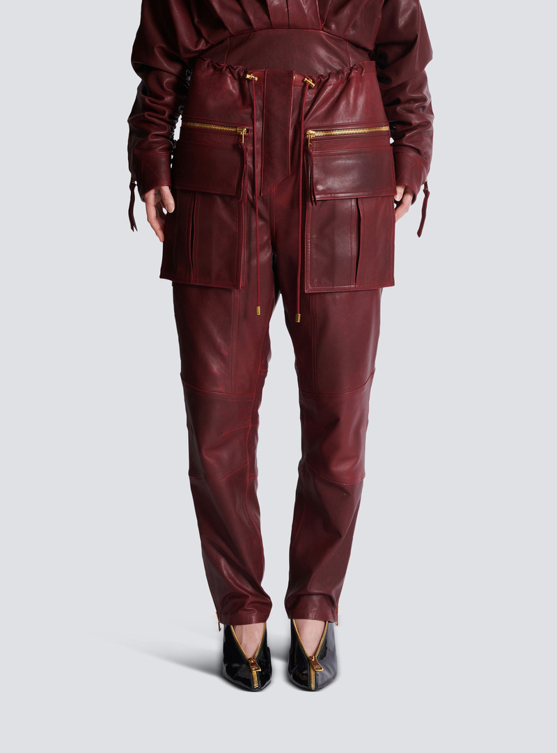 Lambskin leather cargo pants 5