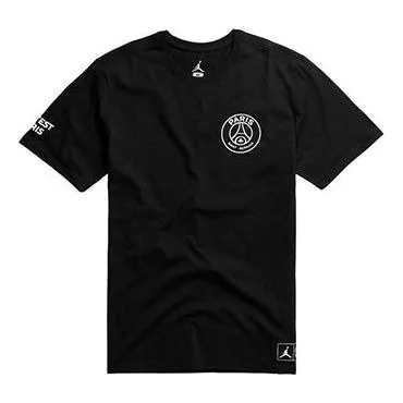 Air Jordan X PSG Crossover Paris Saint-Germain jump man Large LOGO Short Sleeve Black BQ4273-010 - 1