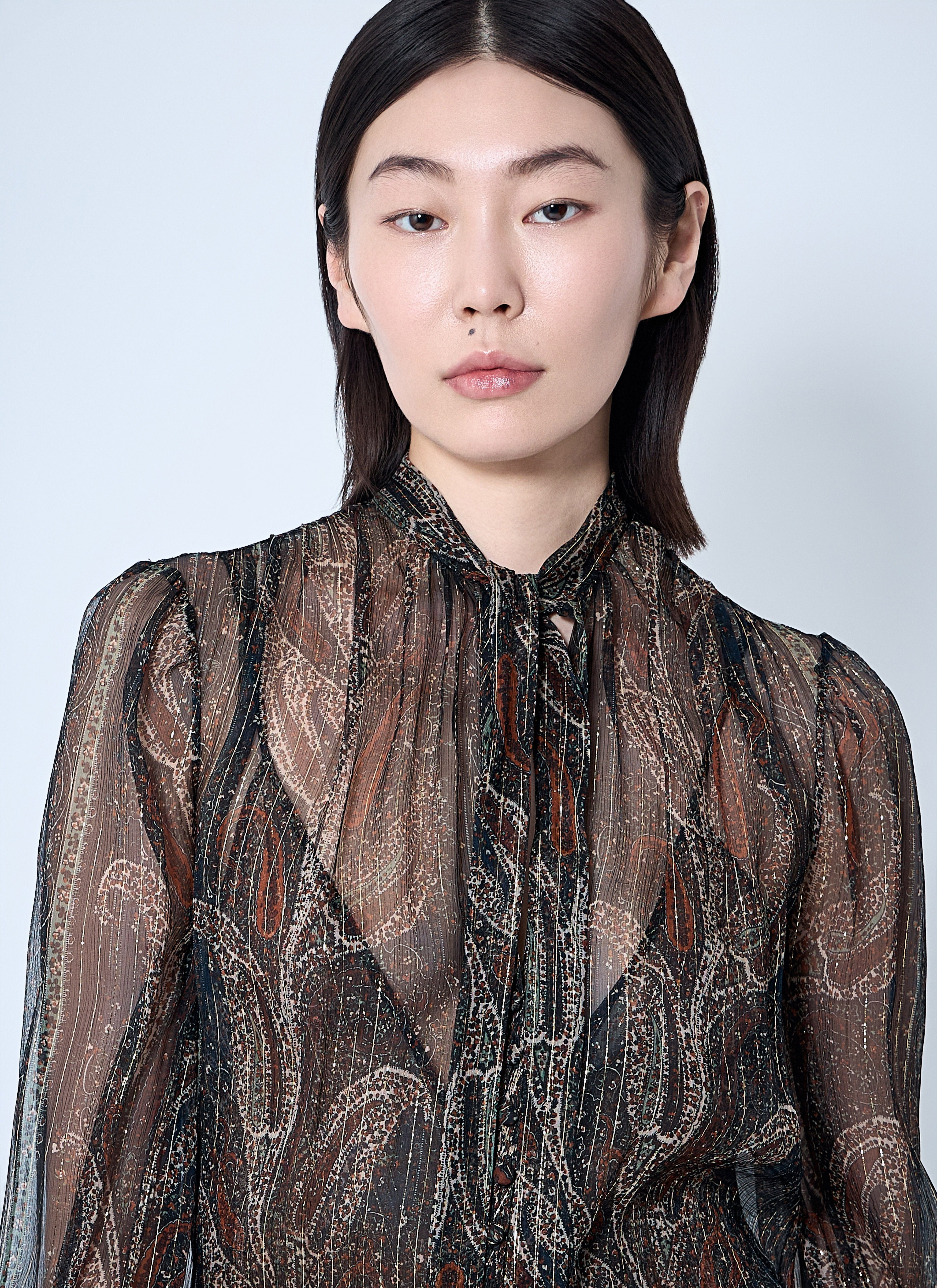 Saint Laurent Women Lavallière Paisley Silk Crepon Maxi Dress - 5