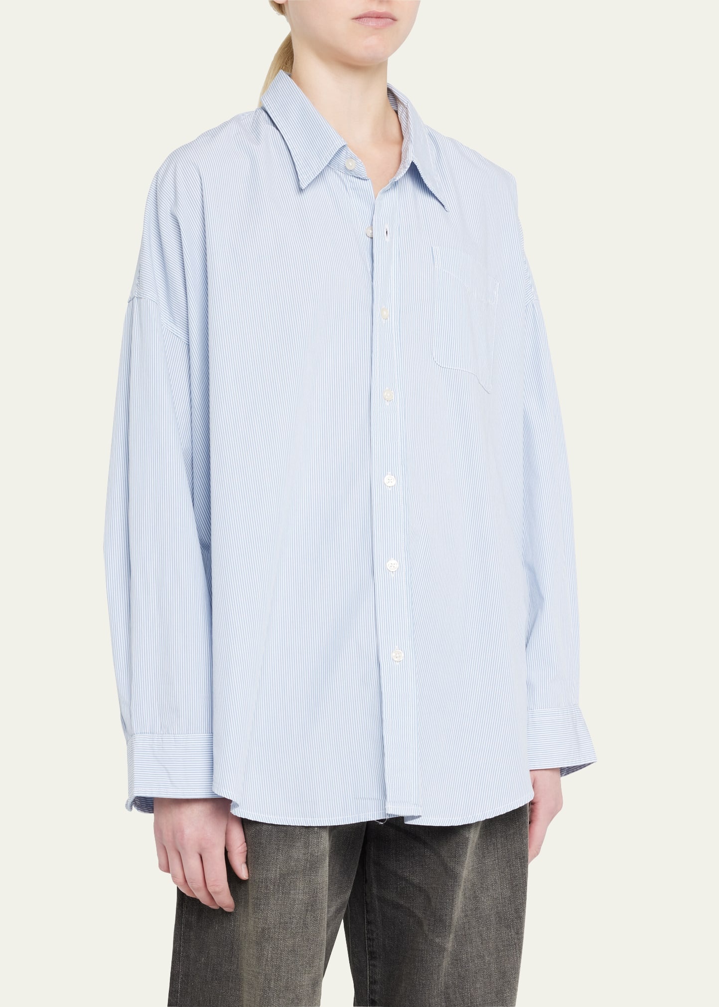 Oxford Oversized Pin-Stripe Shirt - 4