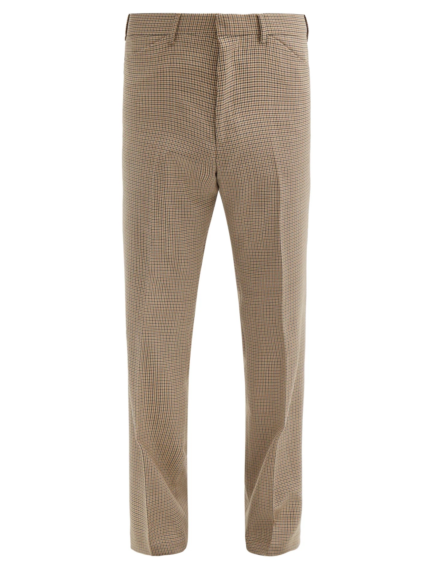 Houndstooth wool-twill straight-leg trousers - 1