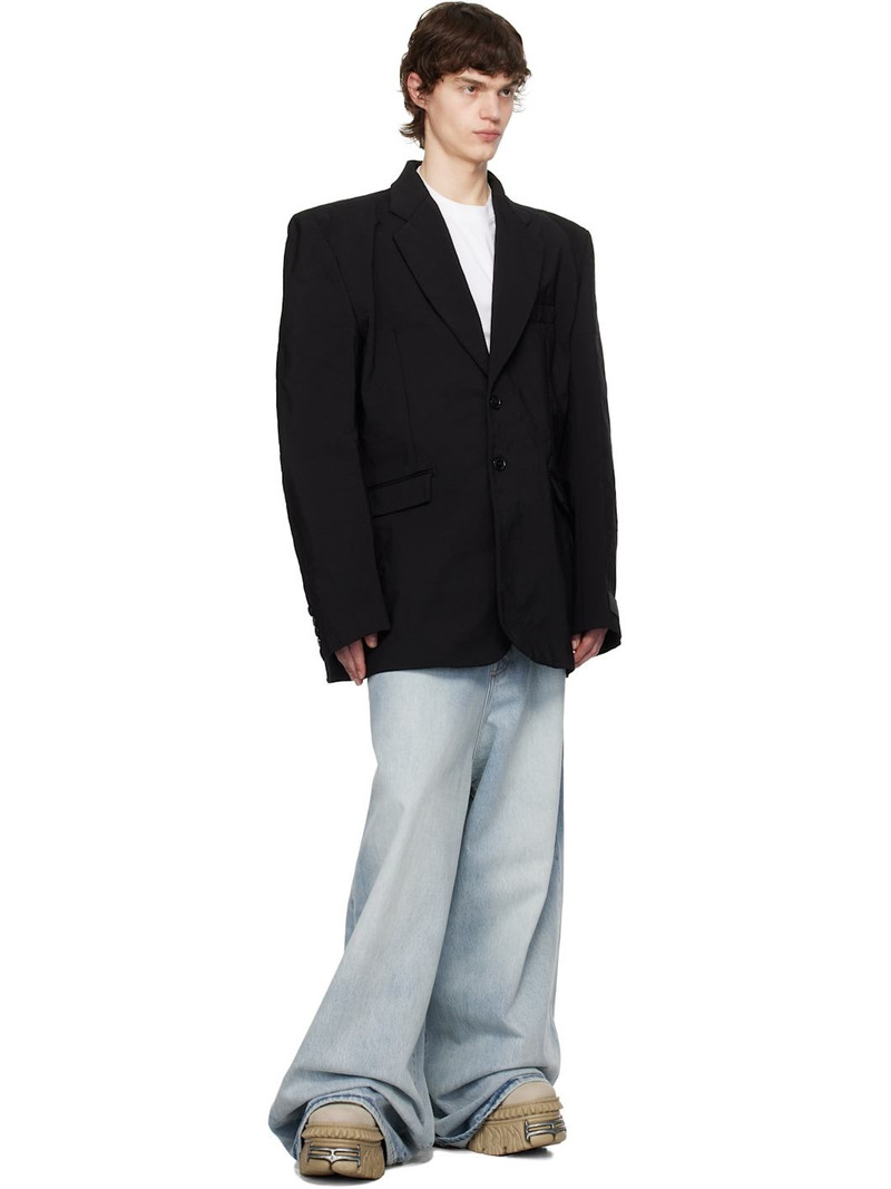 VETEMENTS Black Metalized Wrinkled Single Breasted Blazer outlook