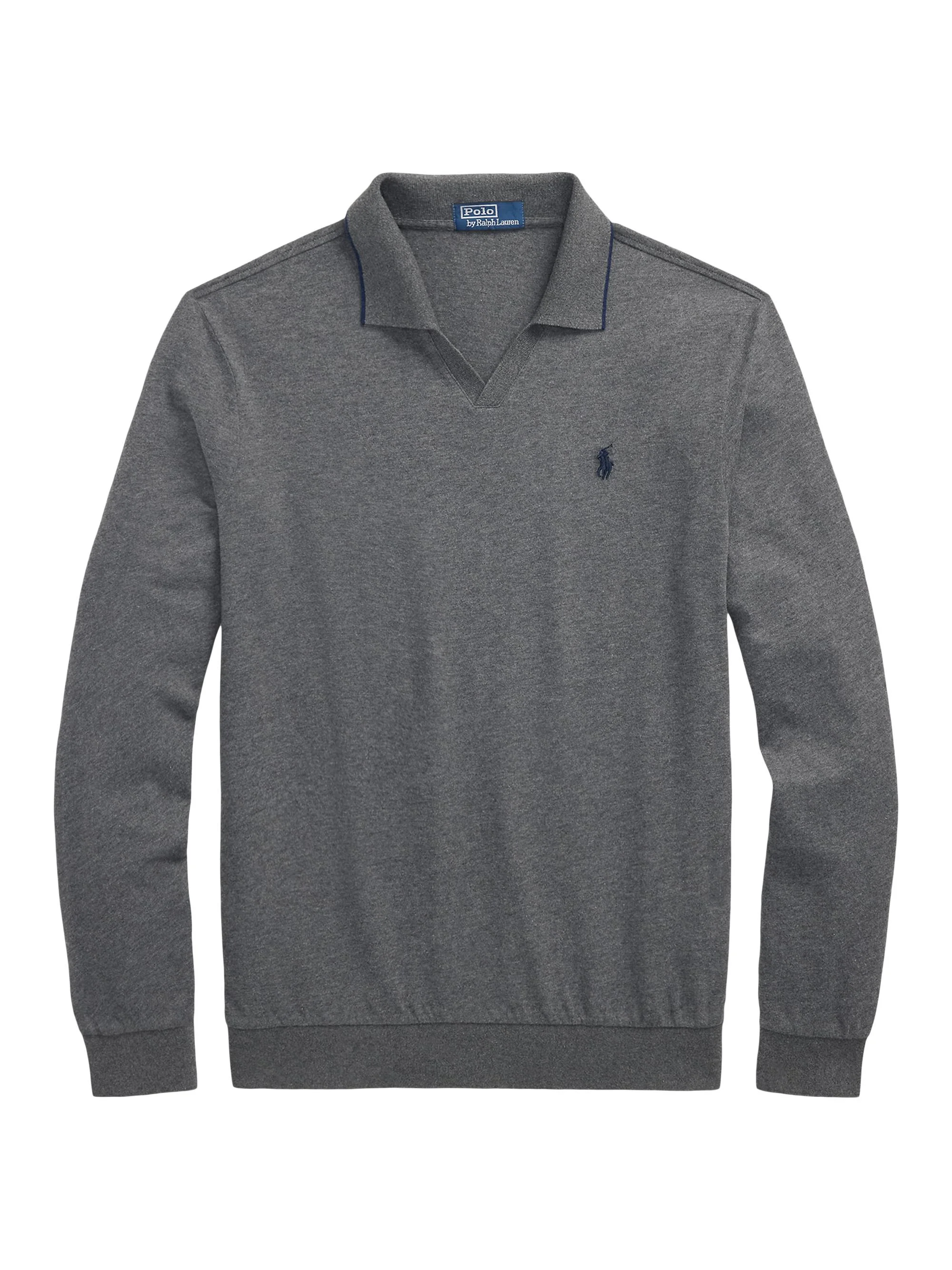 Men's Textured Cotton Jersey Polo Shirt - Fortress Grey Heather - 1