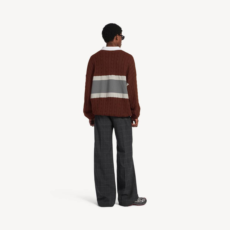 Men's Sporty Block Patched Polo in Burgundy/multicolor 4