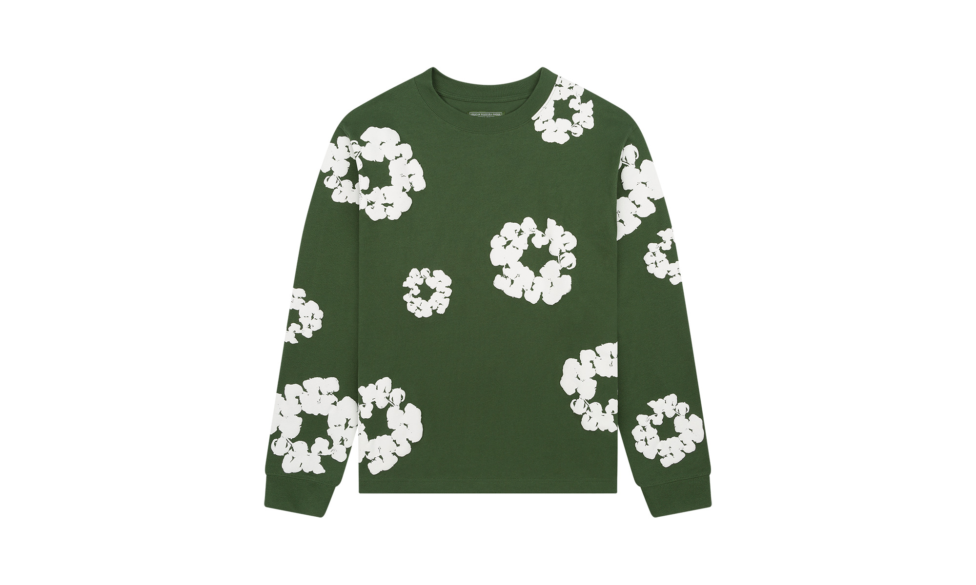 Long Sleeve Cotton Wreath Tee "Green" - 1