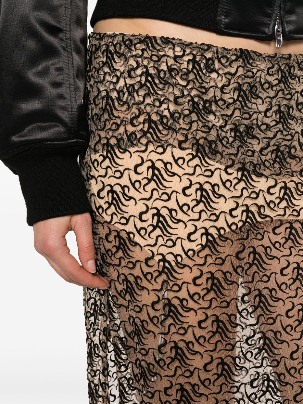 embroidered semi-sheer skirt - 5