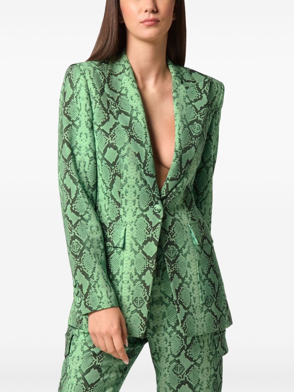 python-print satin blazer - 3