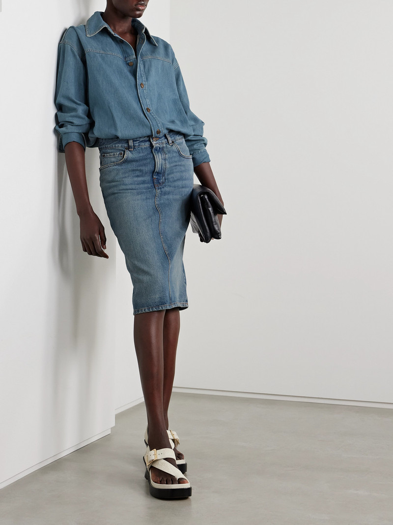 HAIKURE Joelle Two-tone Organic Denim Shirt Dress outlook