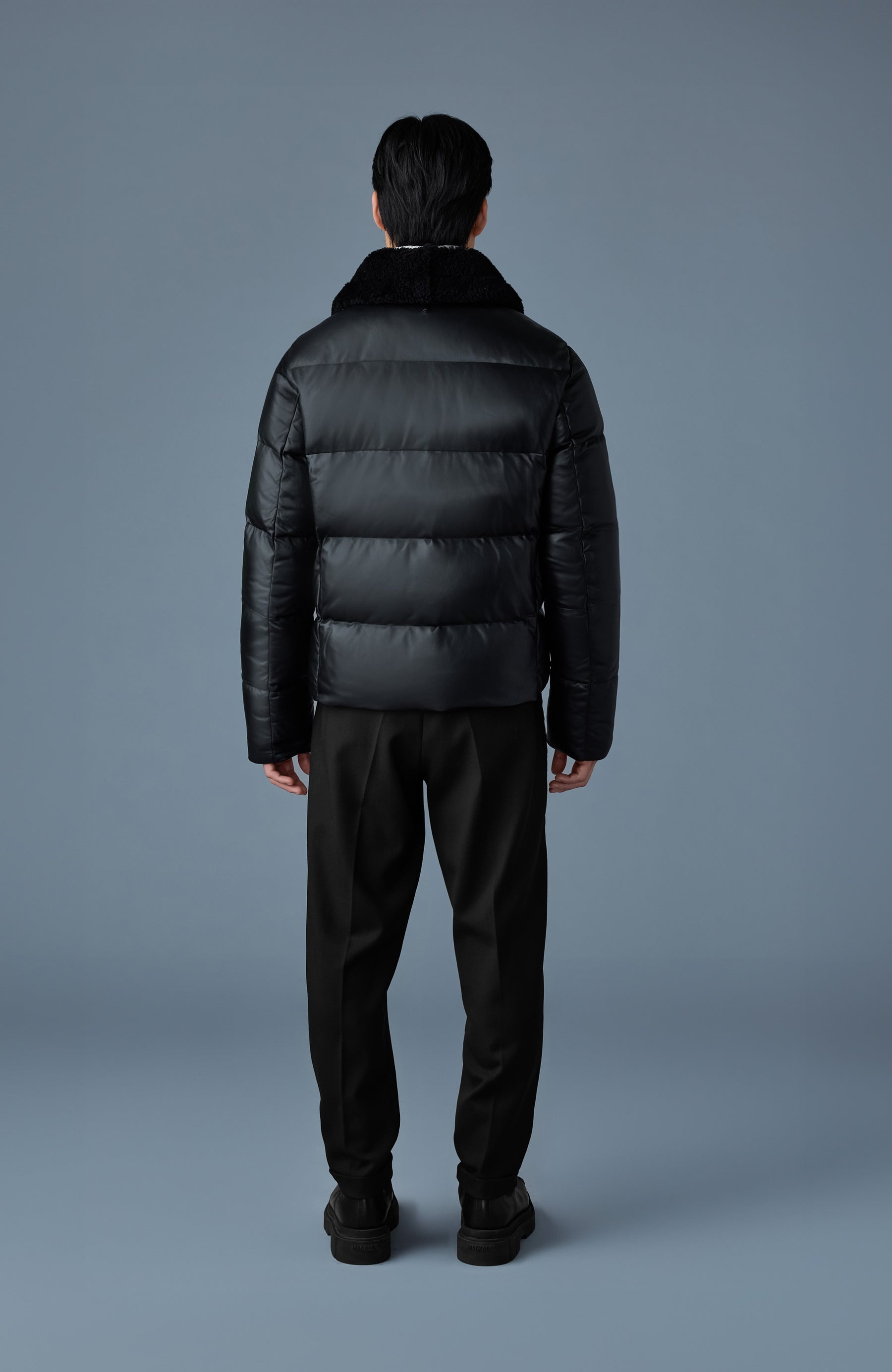 KYRIE Leather down quilted Jacket with shearling collar - 4