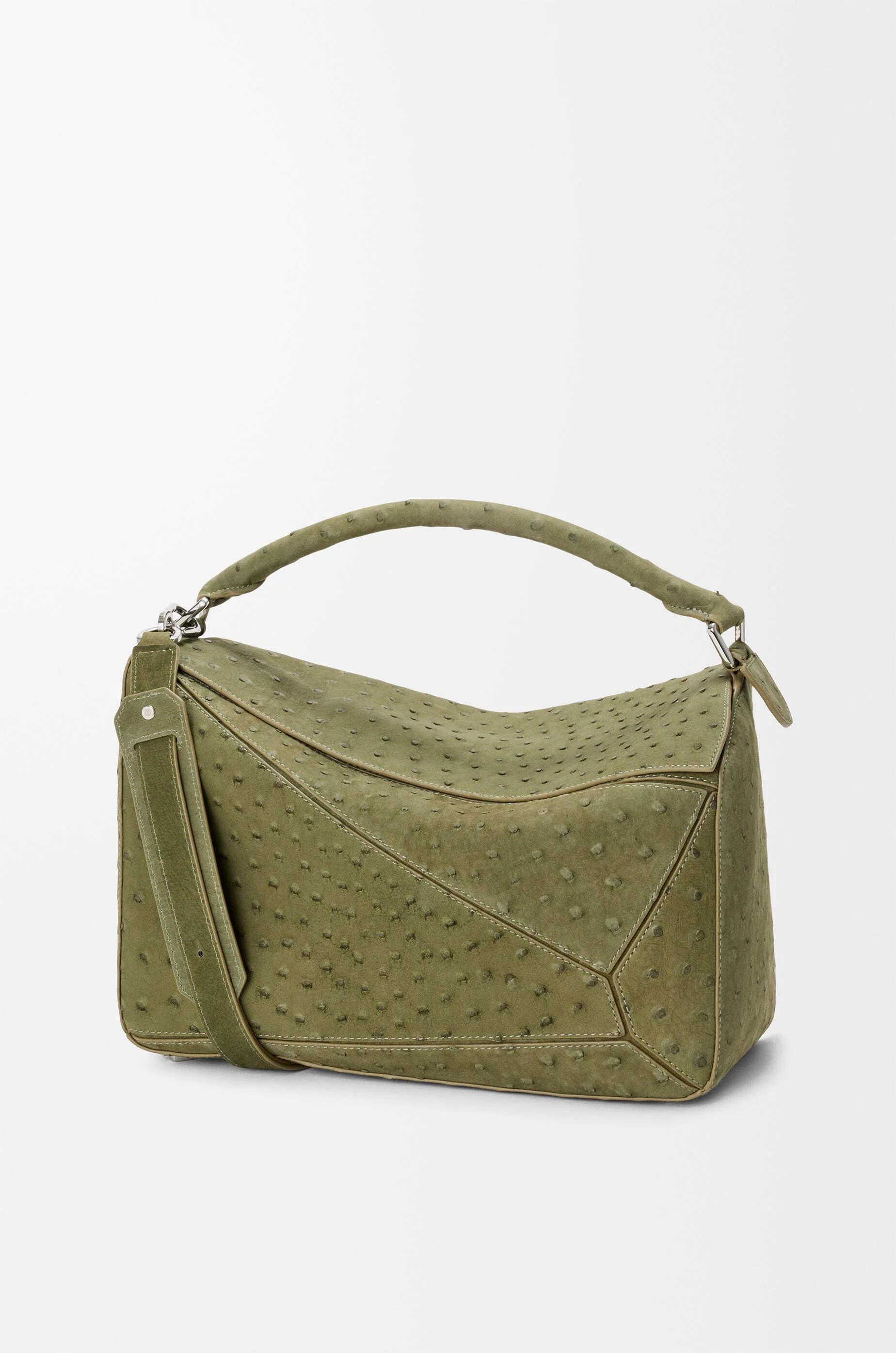 Large Puzzle bag in nubuck ostrich - 1